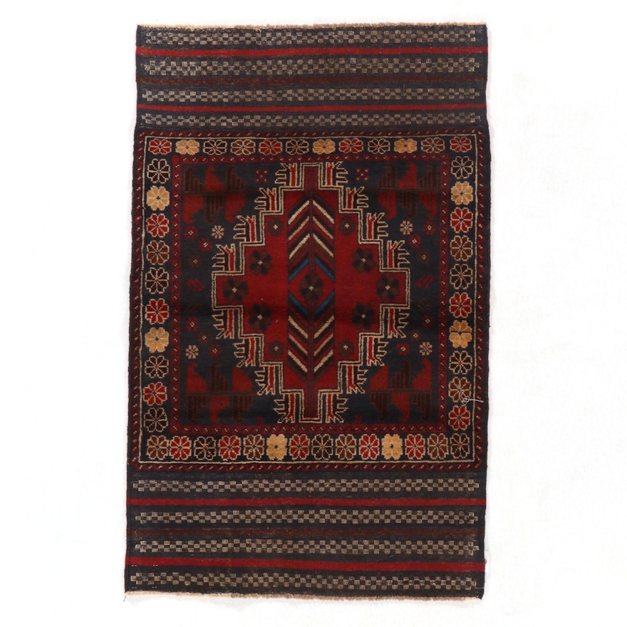 3' x 4'11 Hand-Knotted Afghan Baluch Accent Rug