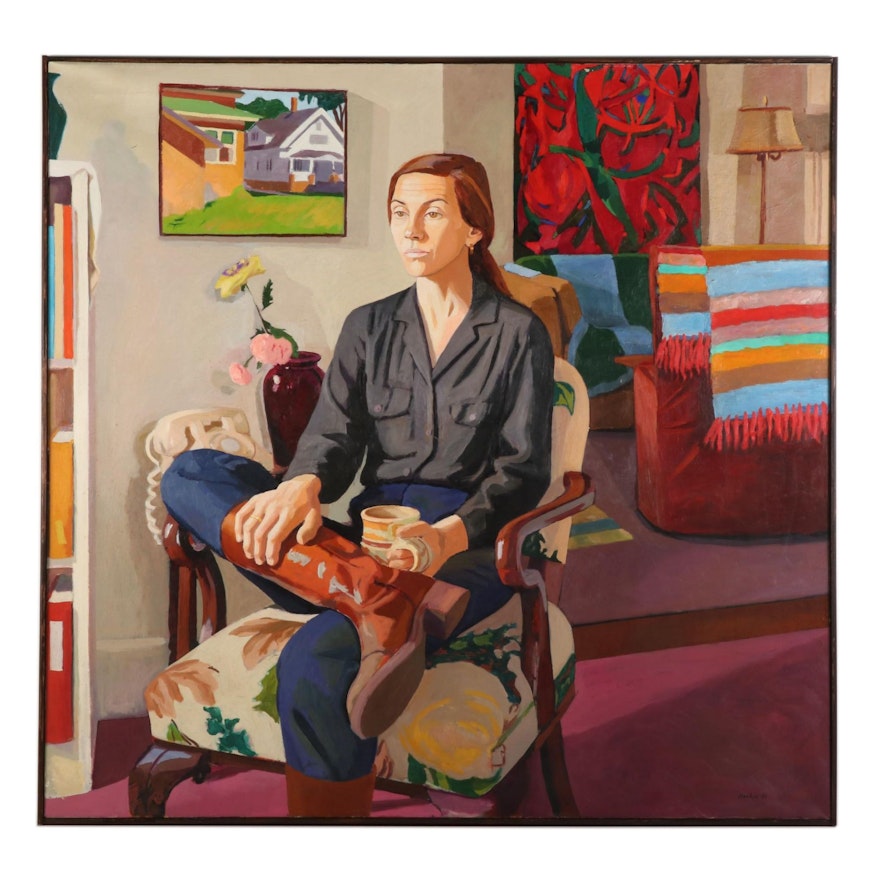 Stephen Hankin Oil Painting "The Visit - Portrait of Diane," 1981