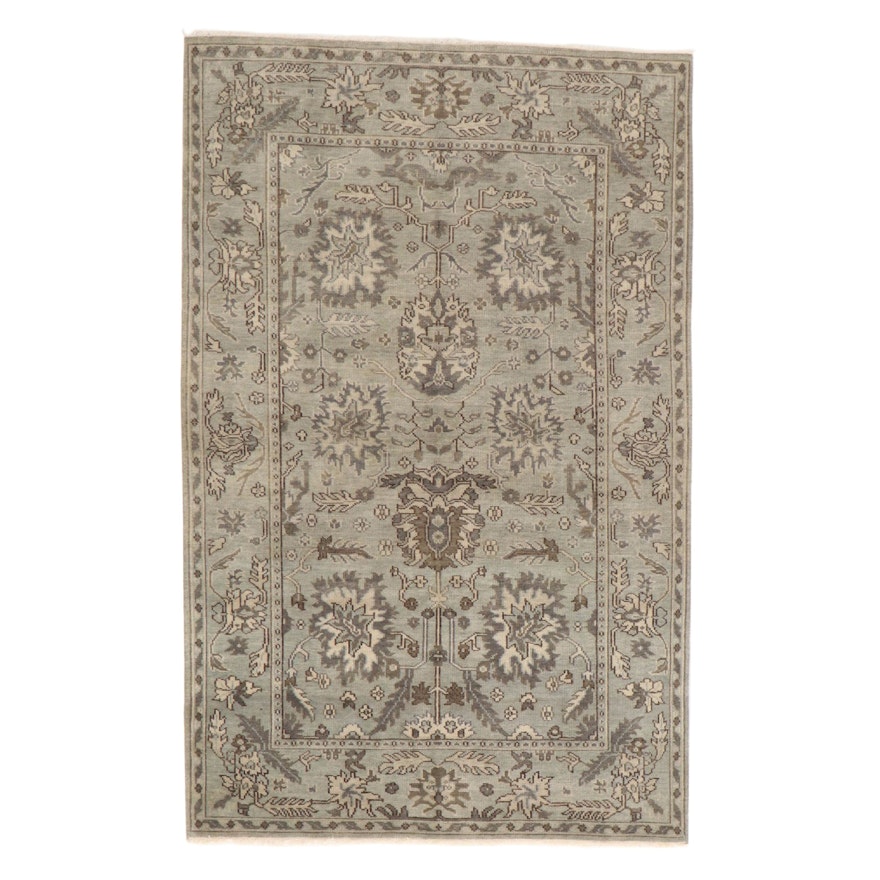 5'9 x 9'2 Hand-Knotted Indo-Turkish Oushak Rug, 2010s