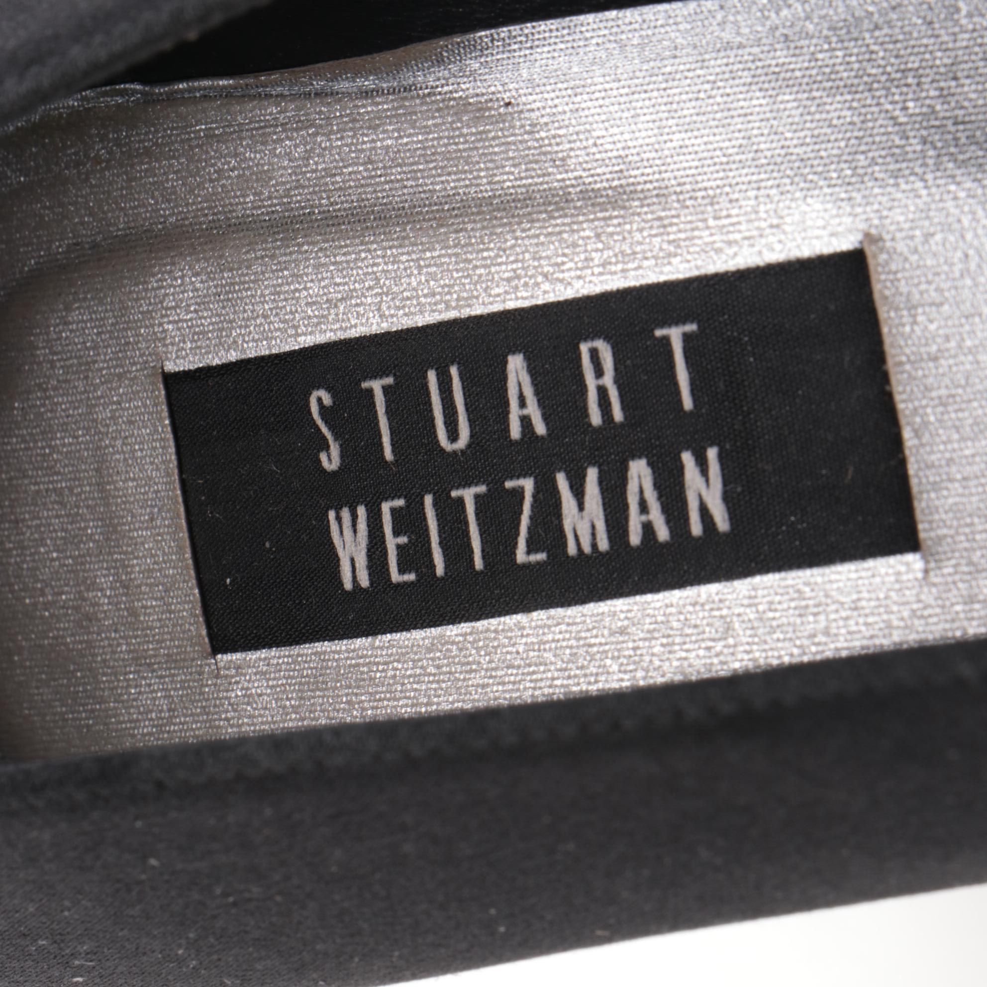 Stuart Weitzman Embellished Black Textile Pumps