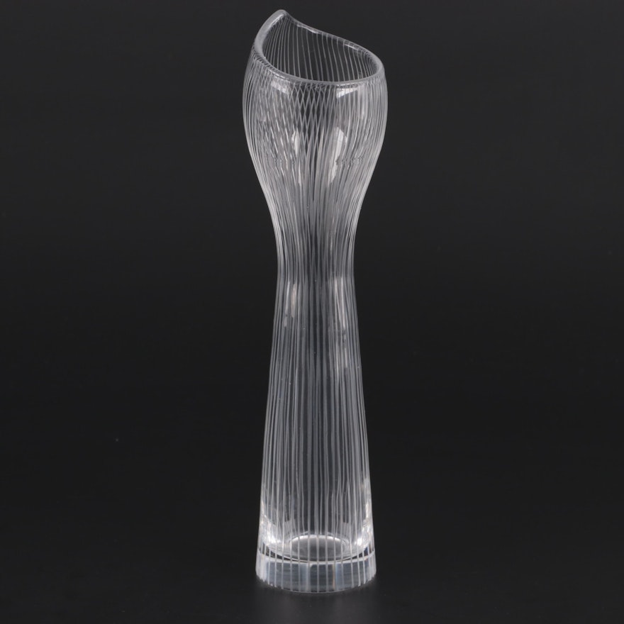 Tapio Wirkkala Iittala Finland "Foal Leg" Line Cut Glass Vase