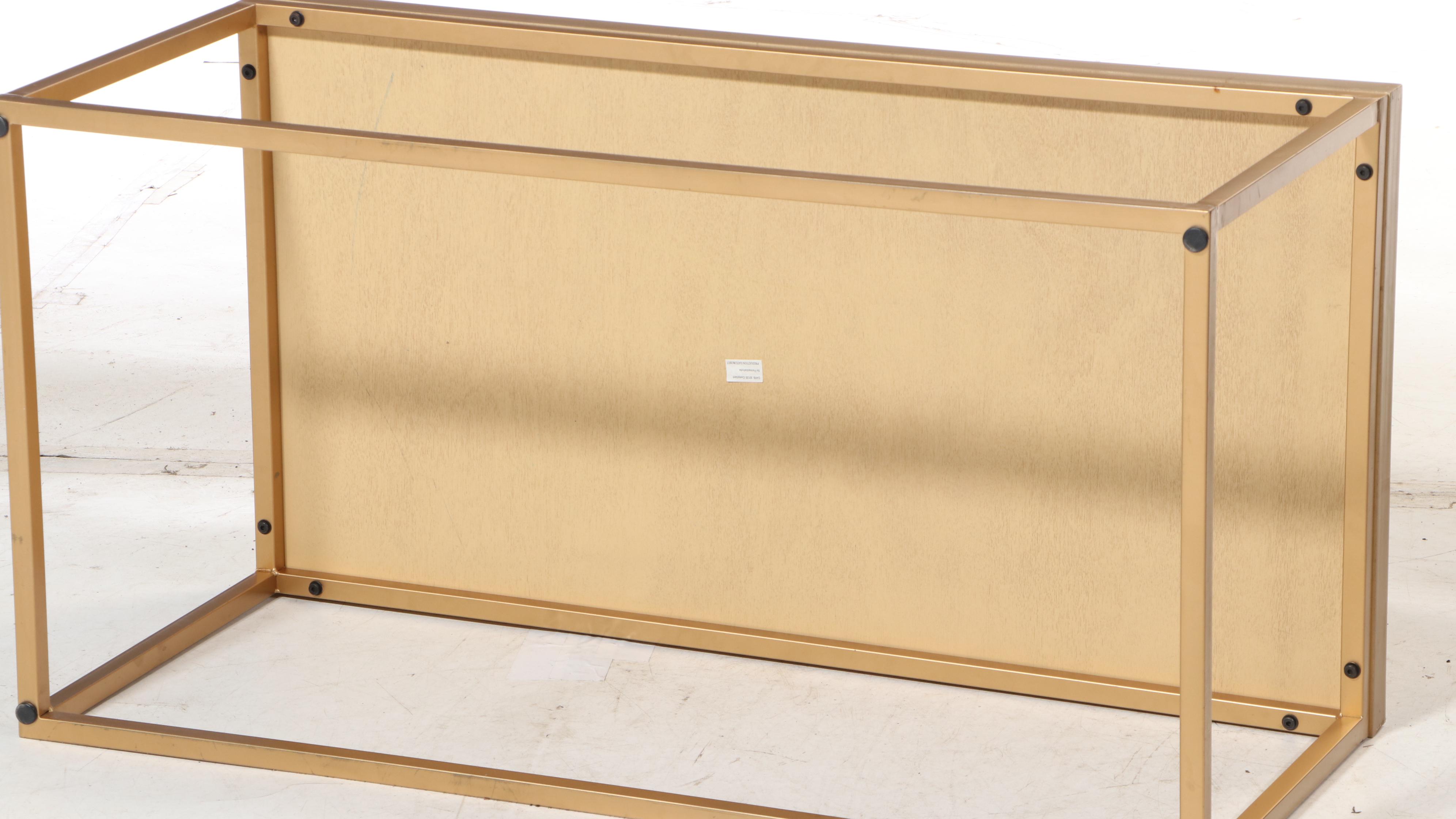 Modernist Style Gold Tone Metal Coffee Table