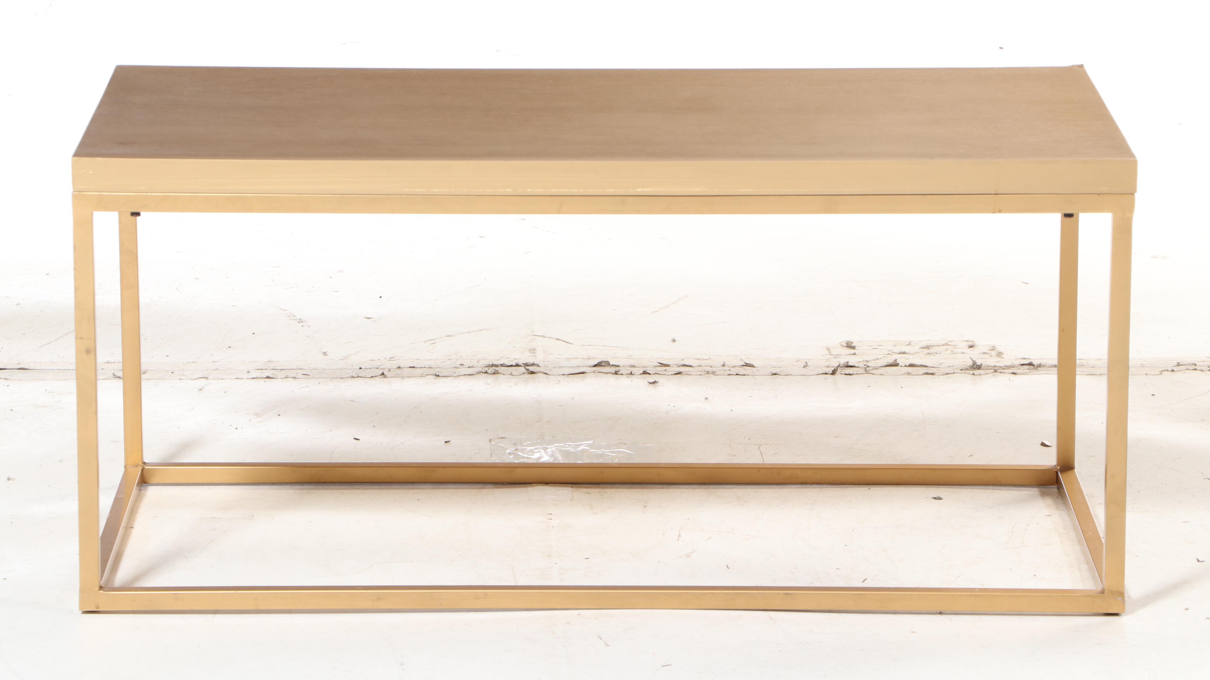 Modernist Style Gold Tone Metal Coffee Table