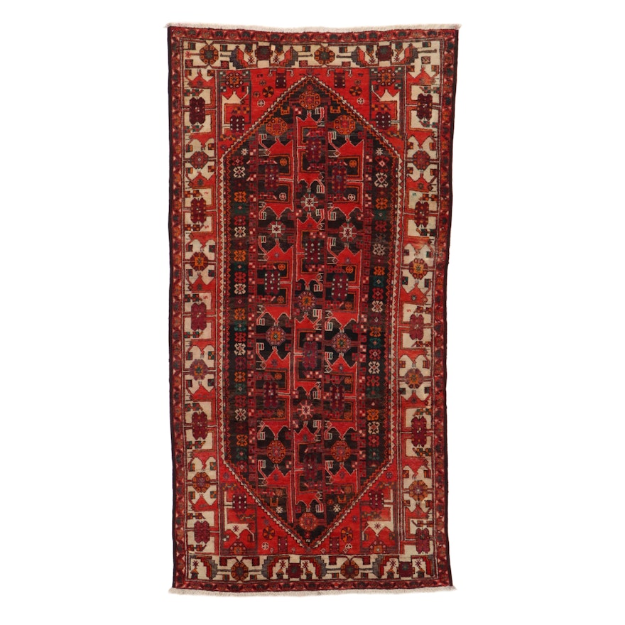 5'0 x 10'0 Hand-Knotted Persian Zanjan Rug, 1960s