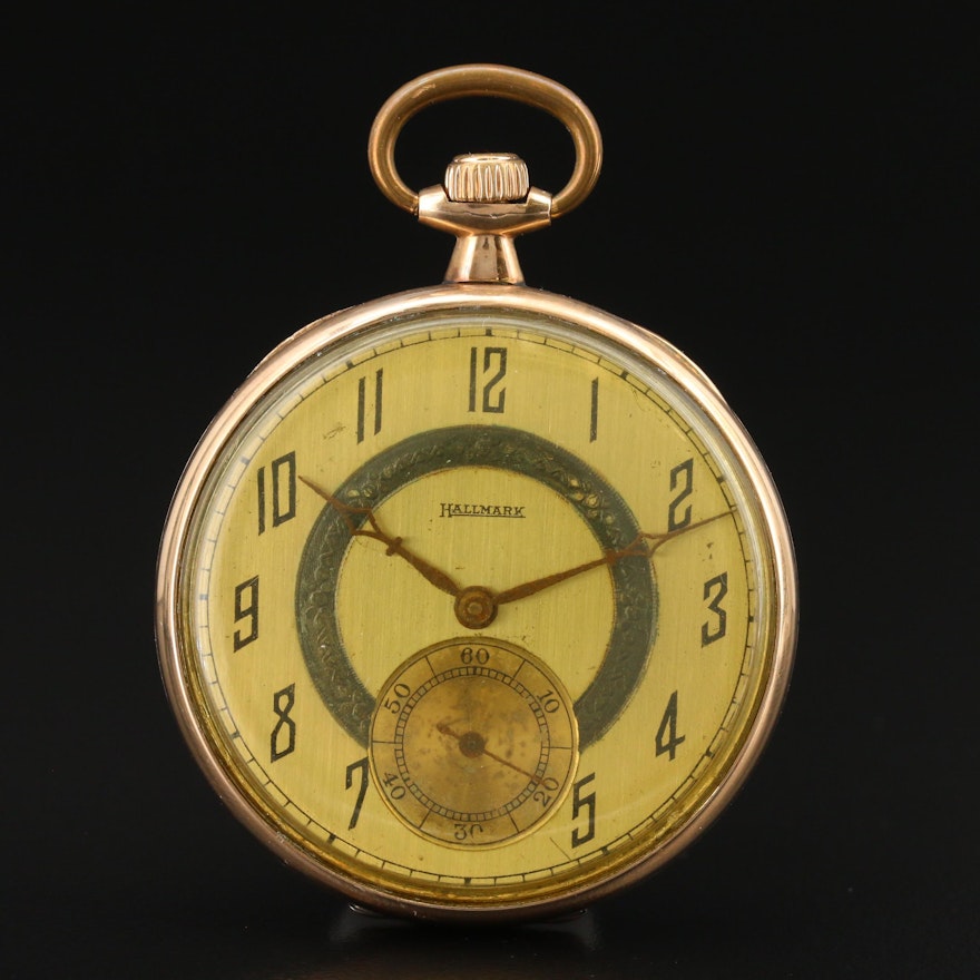 1920 Hallmark by Illinois Gold Filled Open Face Pocket Watch