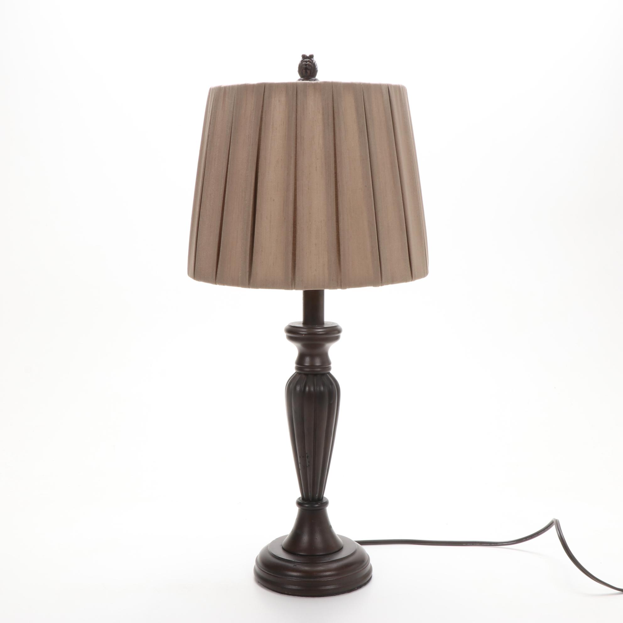 Homestead Shoppe Wooden Table Lamp with Pleated Shade, and Other Lamp