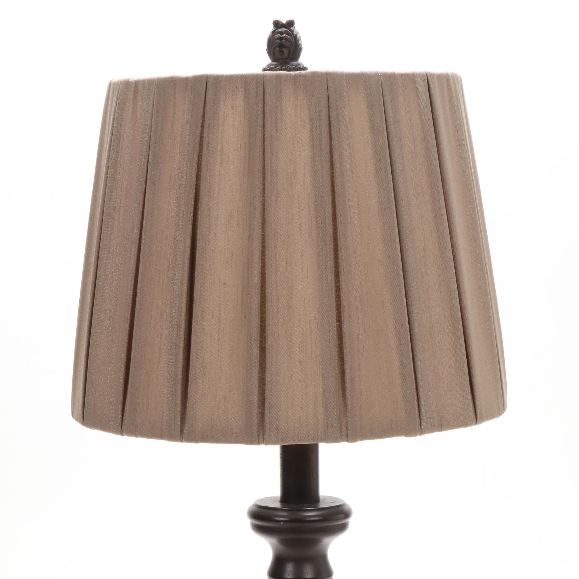 Homestead Shoppe Wooden Table Lamp with Pleated Shade, and Other Lamp