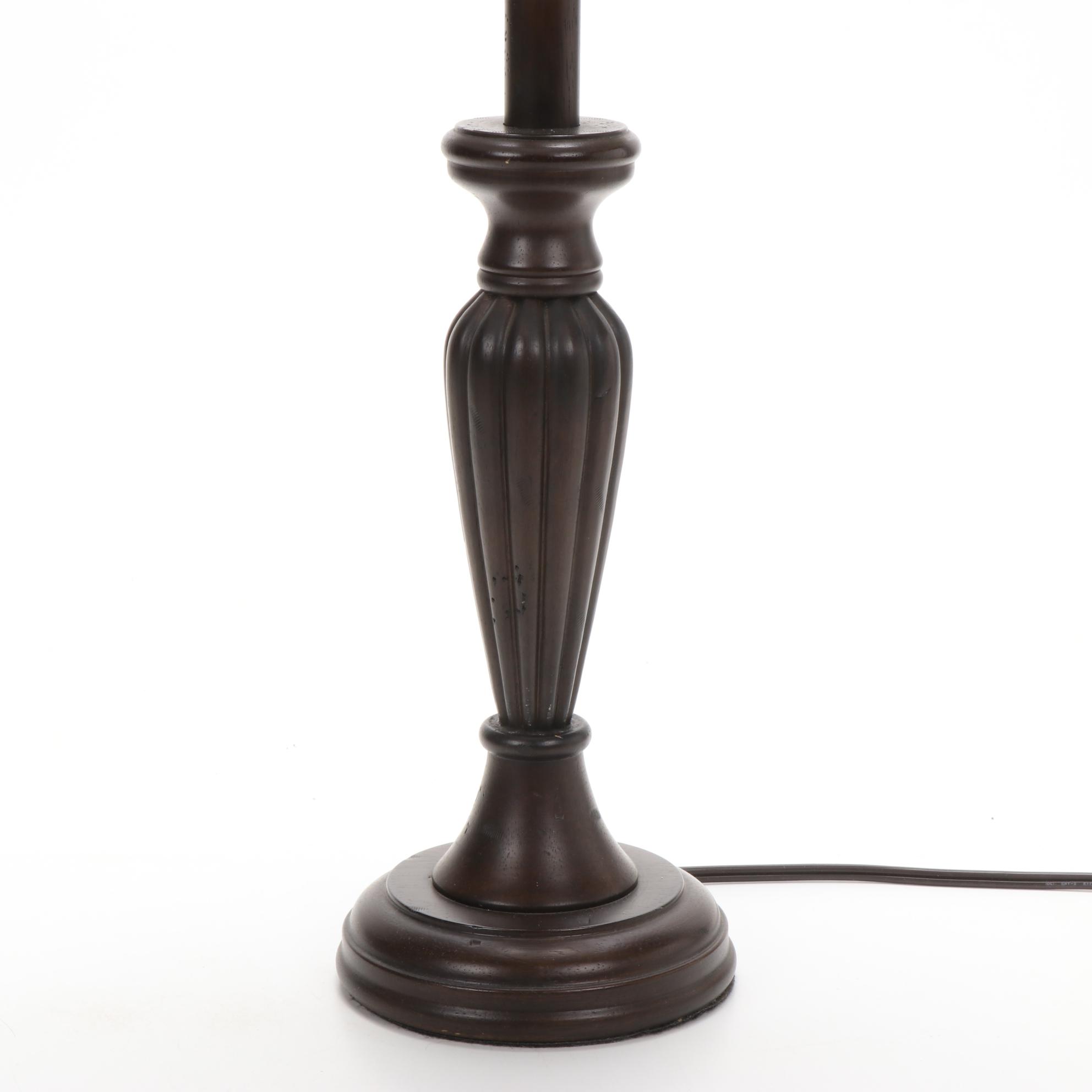 Homestead Shoppe Wooden Table Lamp with Pleated Shade, and Other Lamp