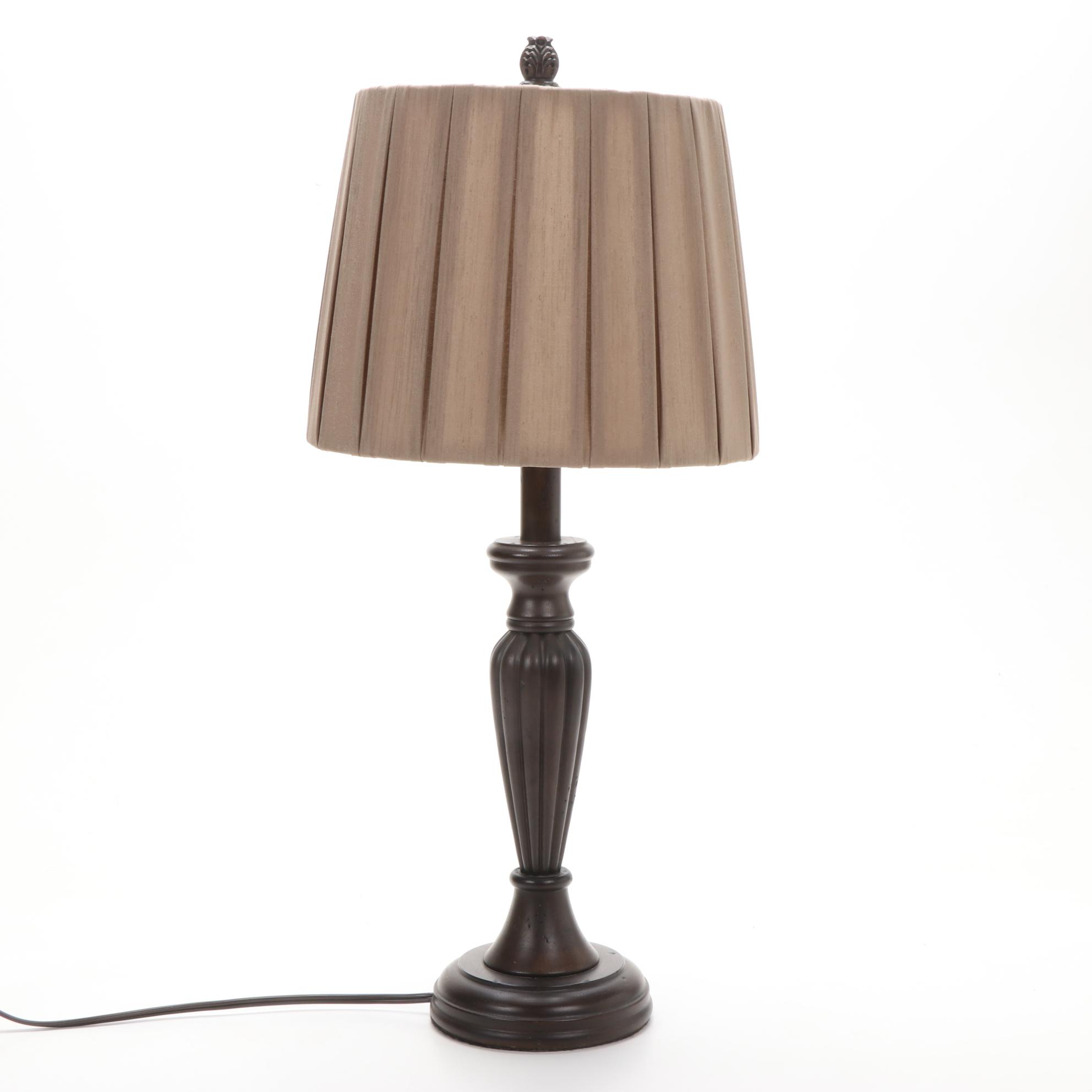 Homestead Shoppe Wooden Table Lamp with Pleated Shade, and Other Lamp