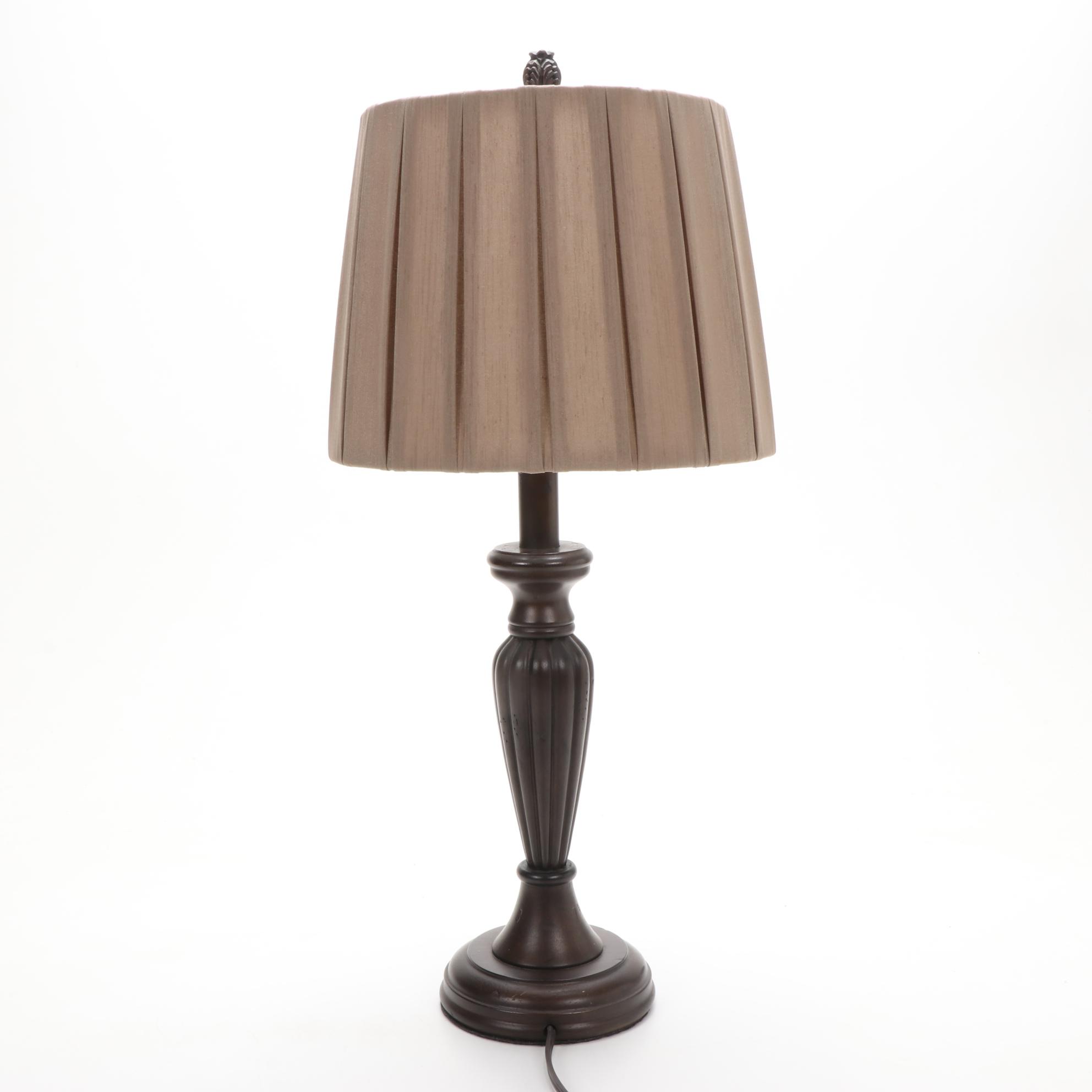 Homestead Shoppe Wooden Table Lamp with Pleated Shade, and Other Lamp