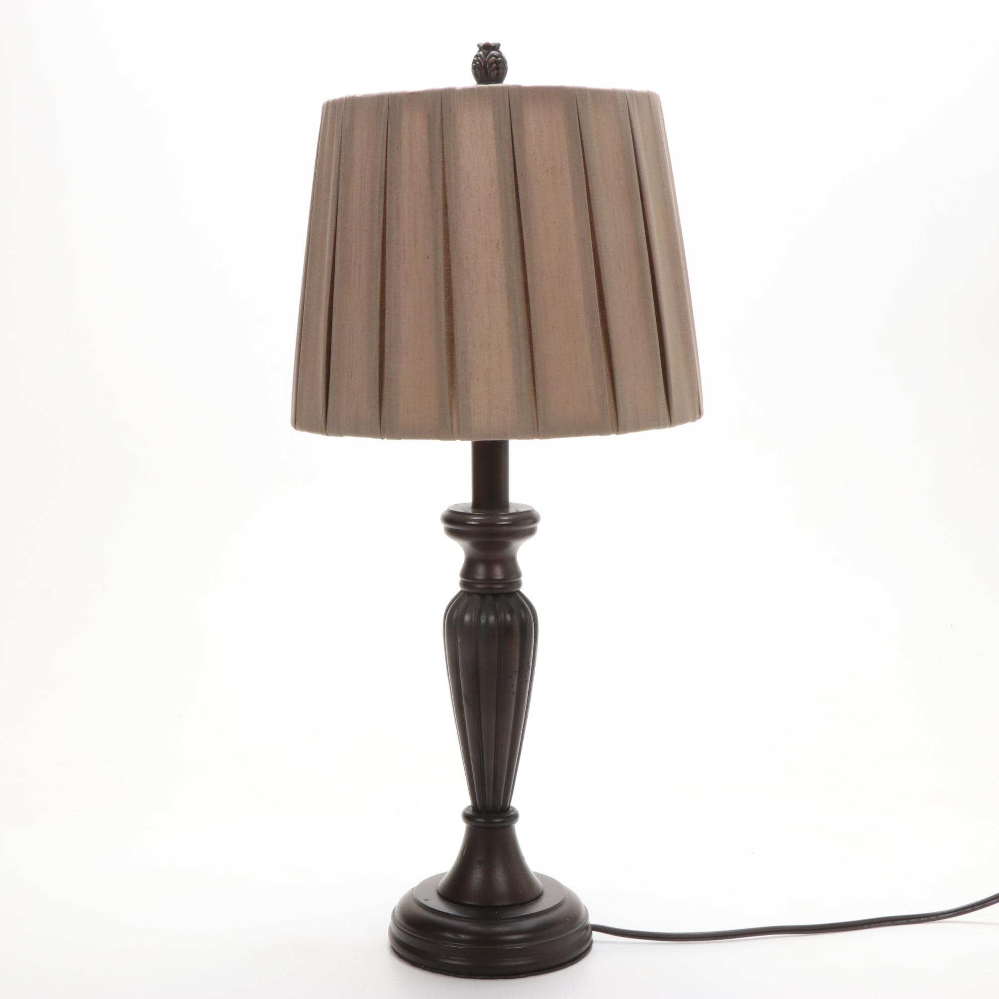 Homestead Shoppe Wooden Table Lamp with Pleated Shade, and Other Lamp