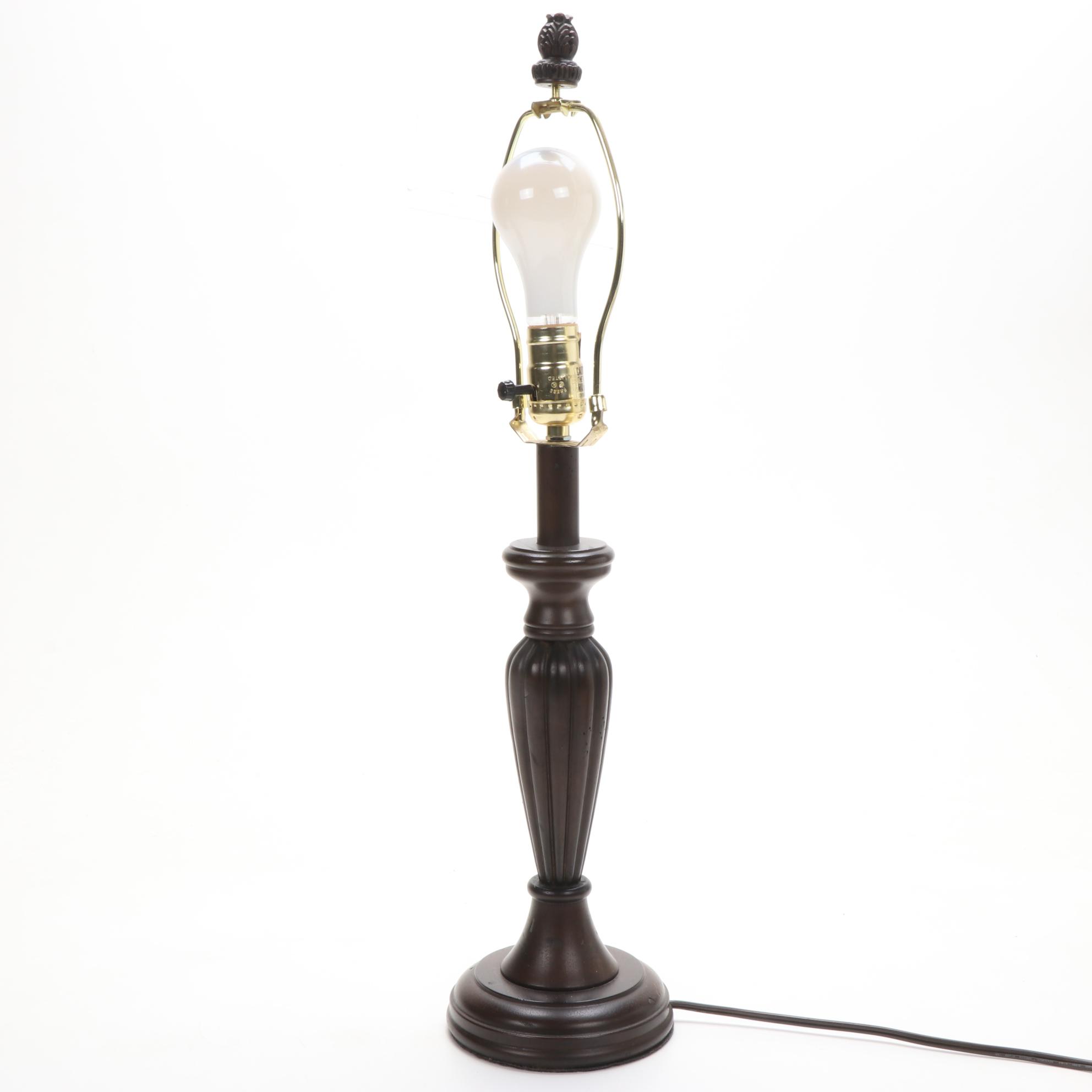 Homestead Shoppe Wooden Table Lamp with Pleated Shade, and Other Lamp