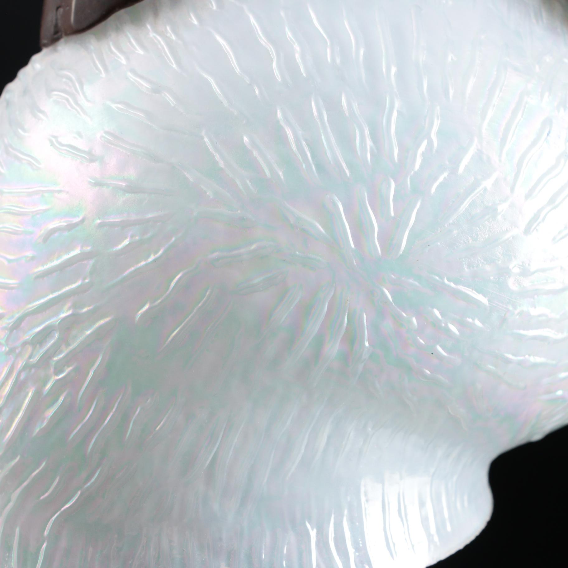 Art Nouveau Style Metal Table Lamp with Opalescent Glass Snail Shade