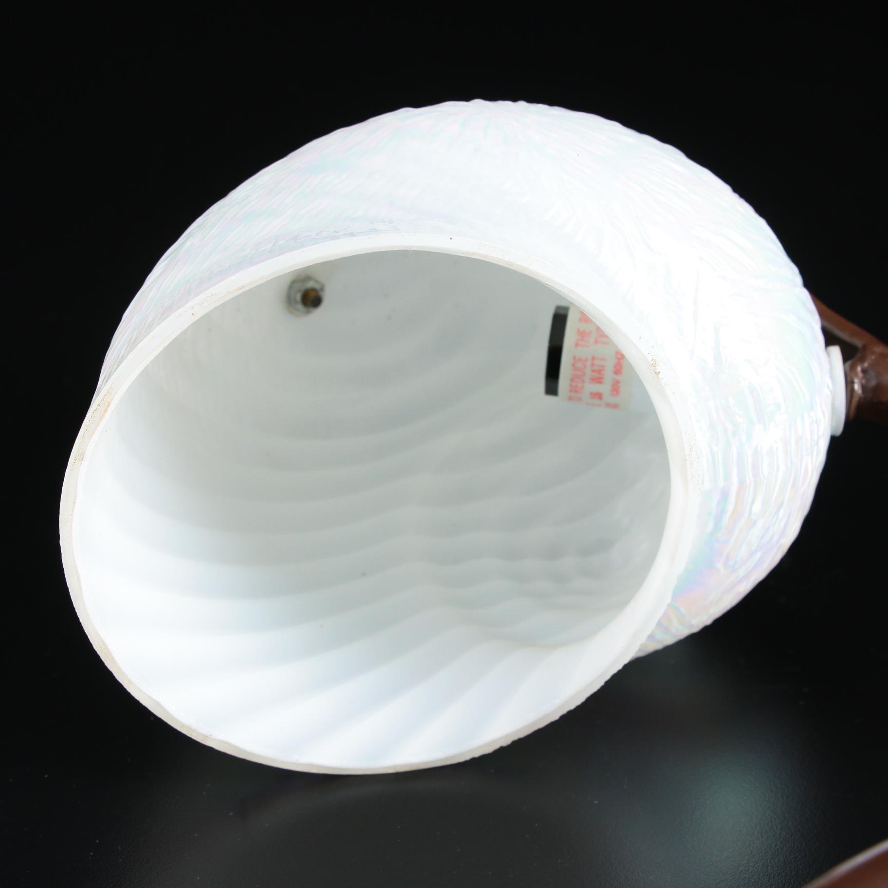 Art Nouveau Style Metal Table Lamp with Opalescent Glass Snail Shade