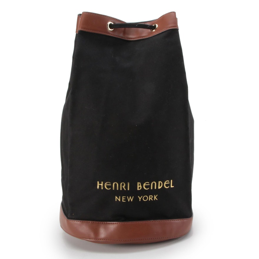 Henri Bendel New York Black and Tan Backpack Bucket Bag