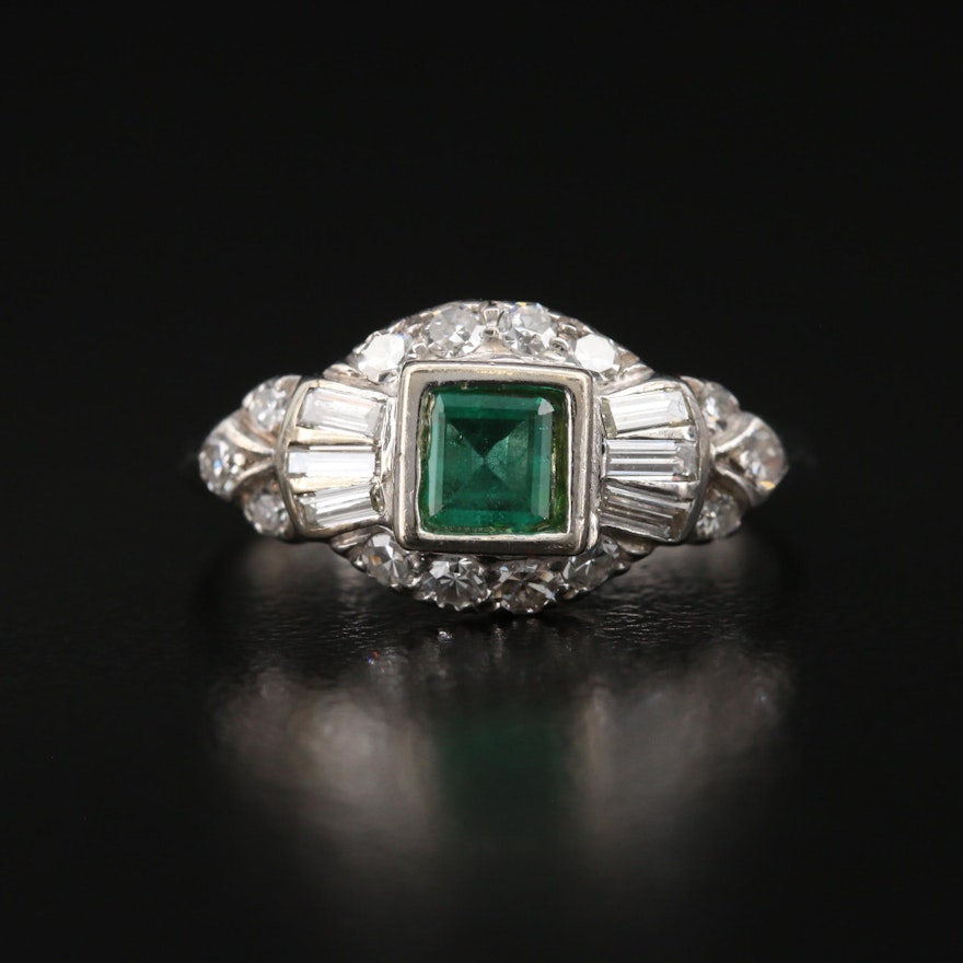 14K Emerald and Diamond Ring