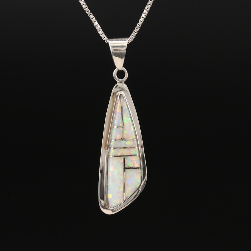 Sterling Opal Inlay Necklace