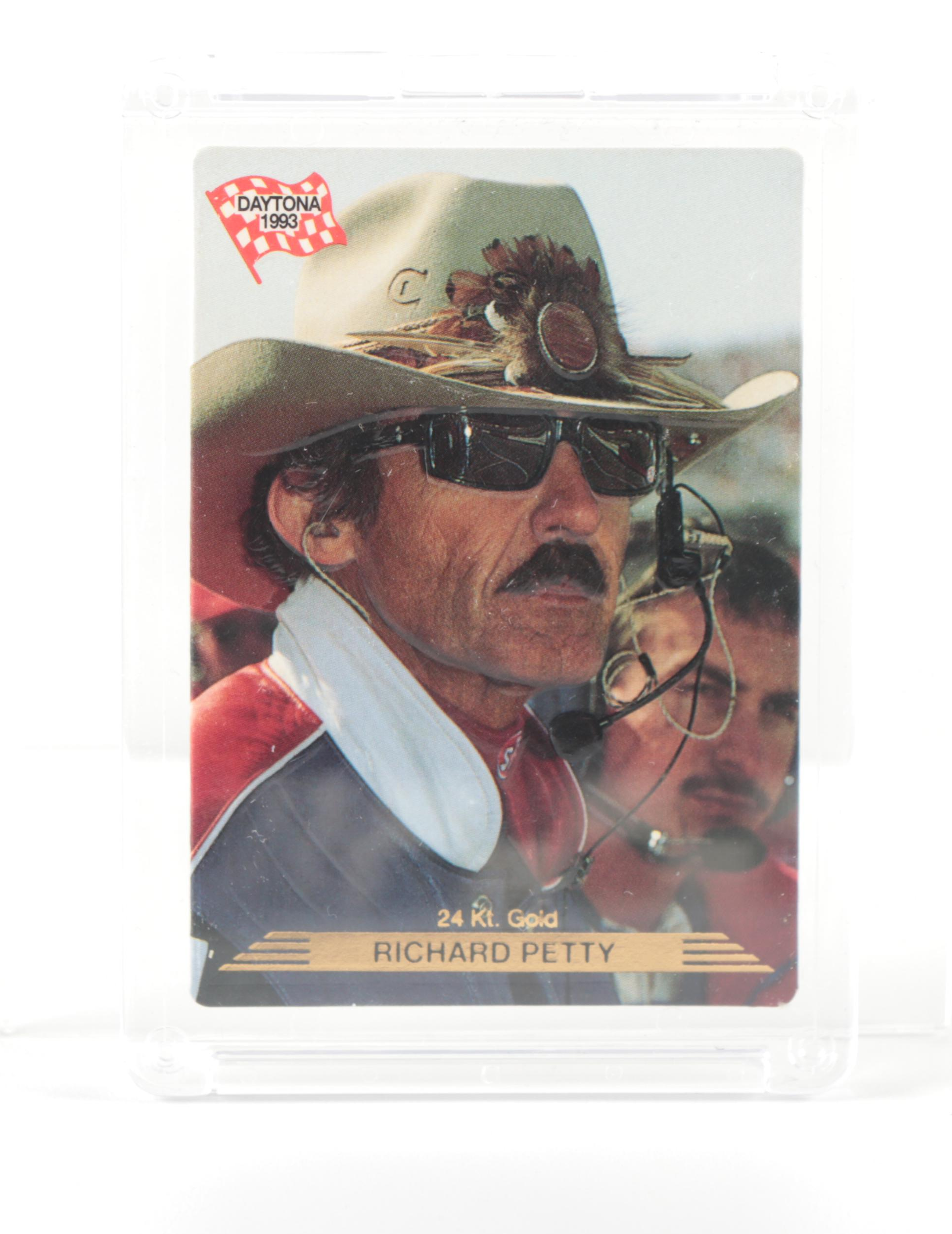 Richard Petty Auto Racing Memorabilia Including Trading Cards, Postcard