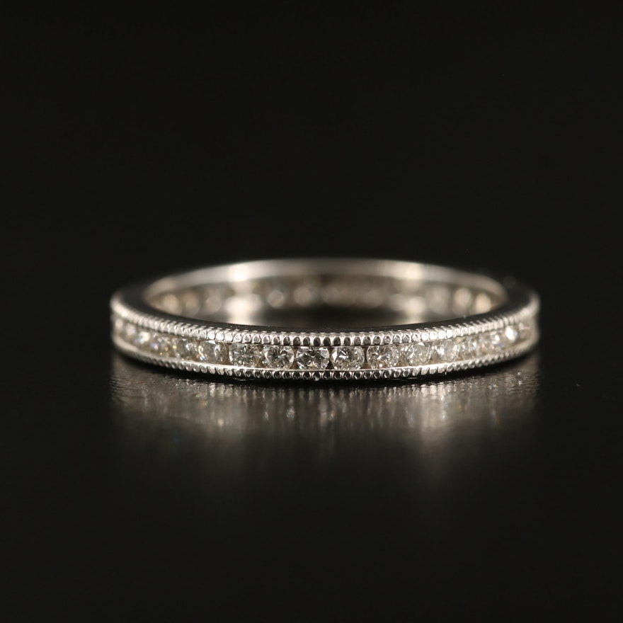 18K Diamond Channel Band with Milgrain Detail