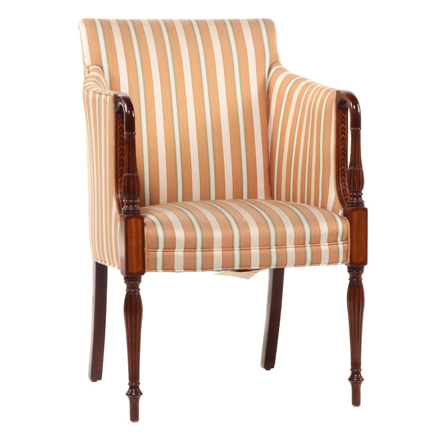 Southwood Federal Style Mahogany, Satinwood, and Chevron-Banded Armchair