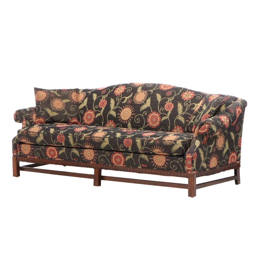 Chippendale Style Upholstered Camelback Settee, Late 20th Century