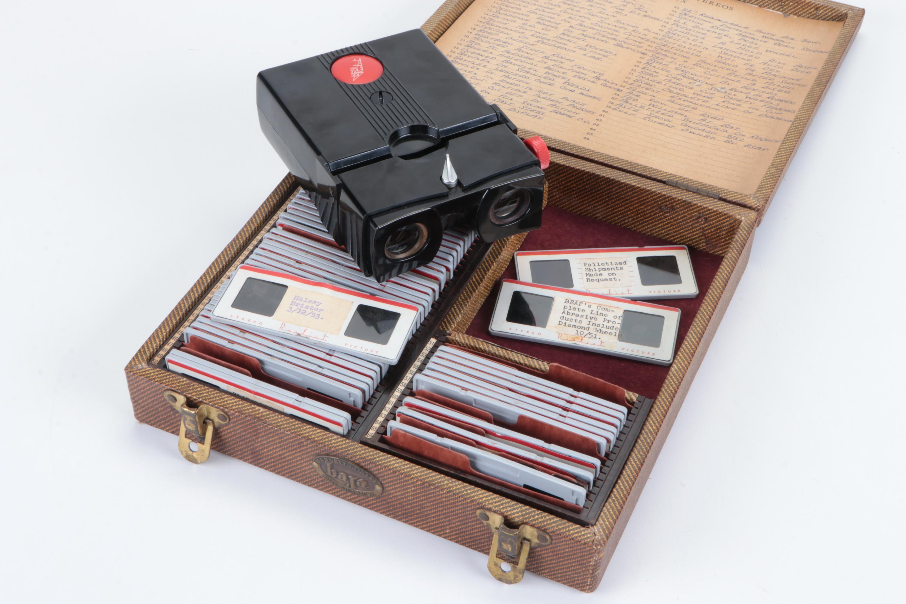 Realist Stereo Slide Viewer and Permamount Stereo Picture Slides