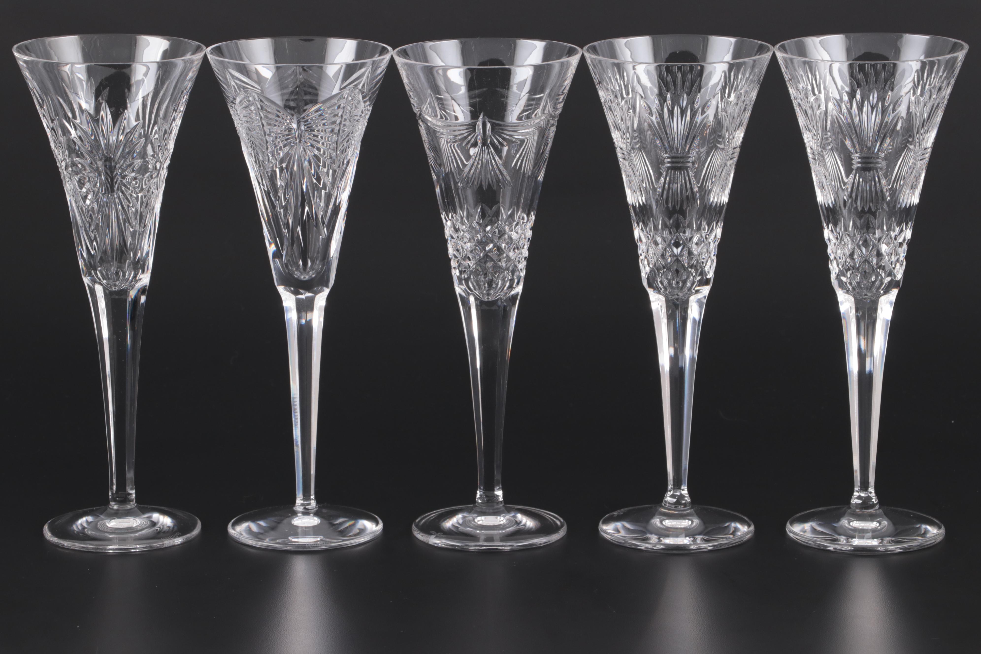 Waterford Millennium Series Crystal Champagne Flutes