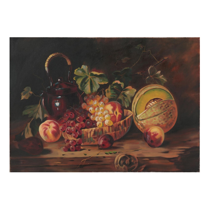 Still Life Oil Painting with Fruit, 21st Century