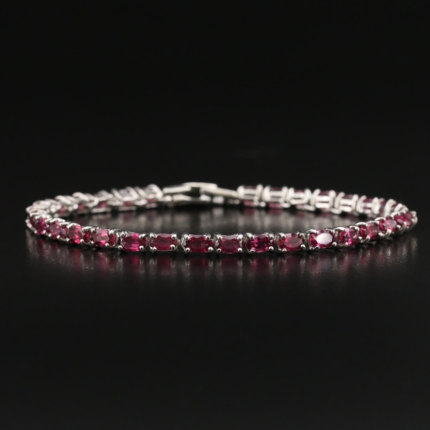 Sterling Garnet Line Bracelet