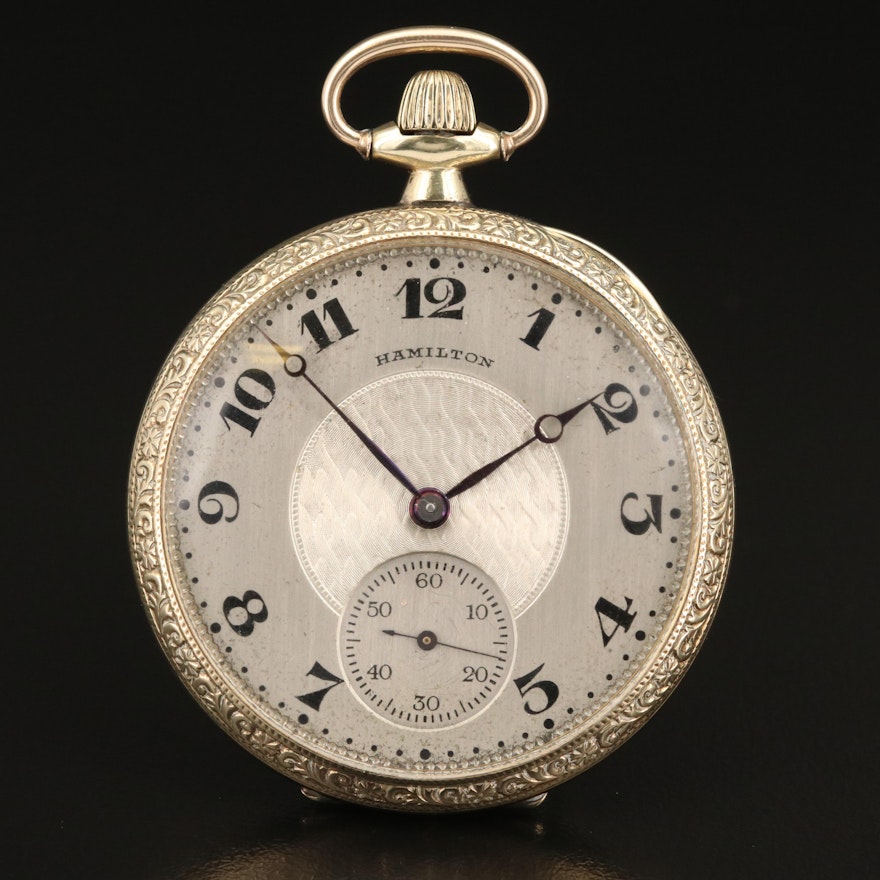 1922 Hamilton Gold Filled Open Face Pocket Watch