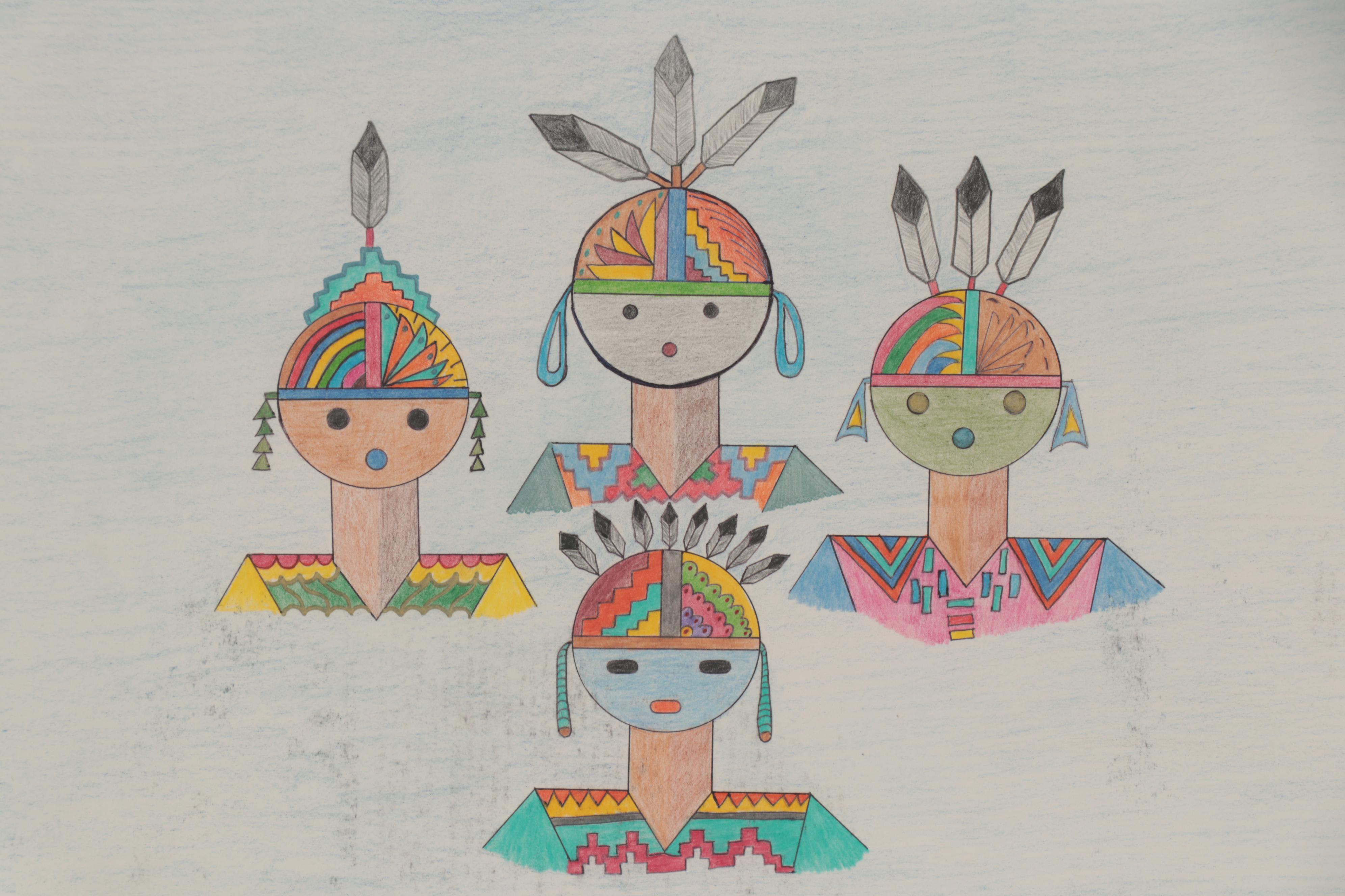Virginia Begay Stylized Figural Drawing, 2011