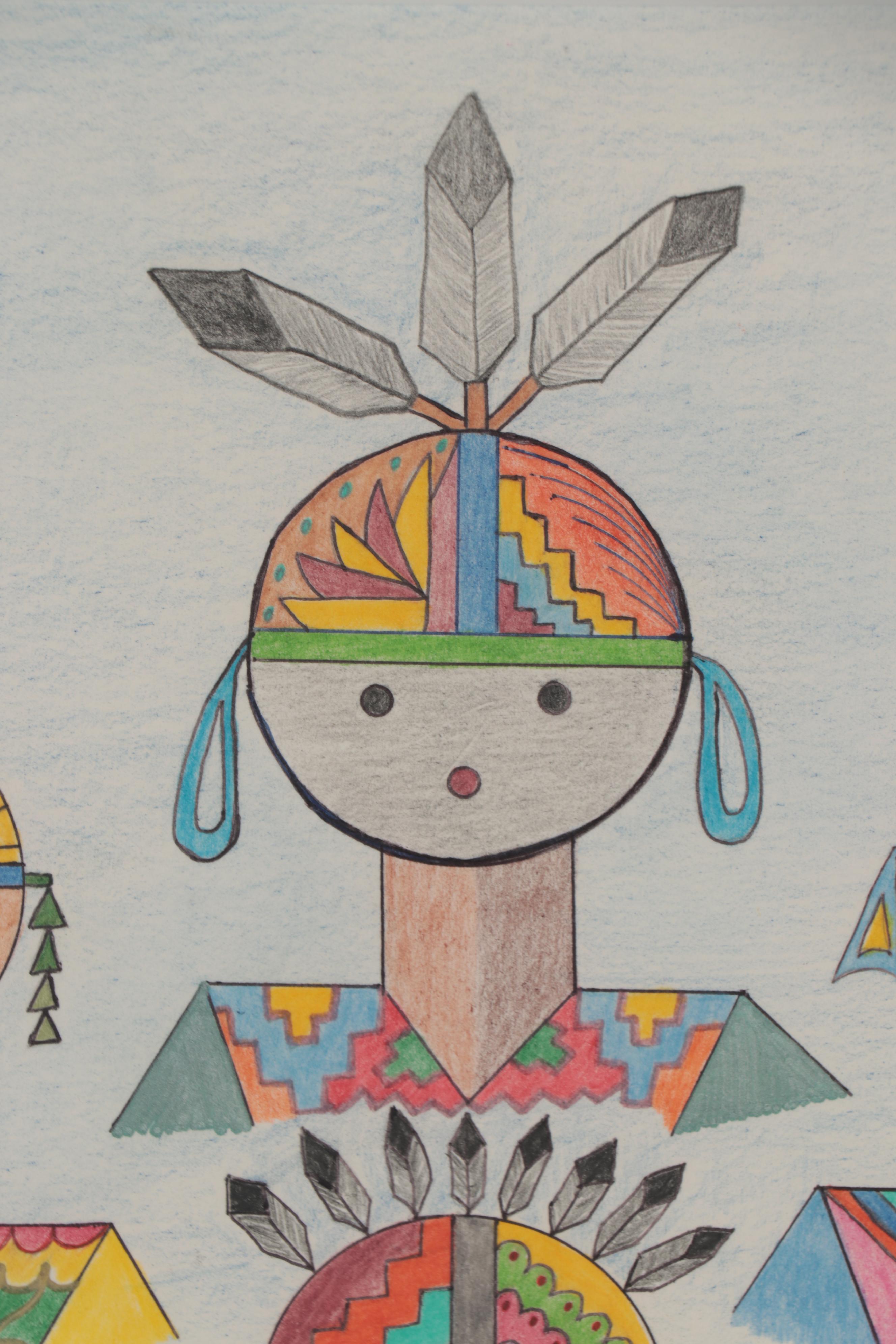 Virginia Begay Stylized Figural Drawing, 2011