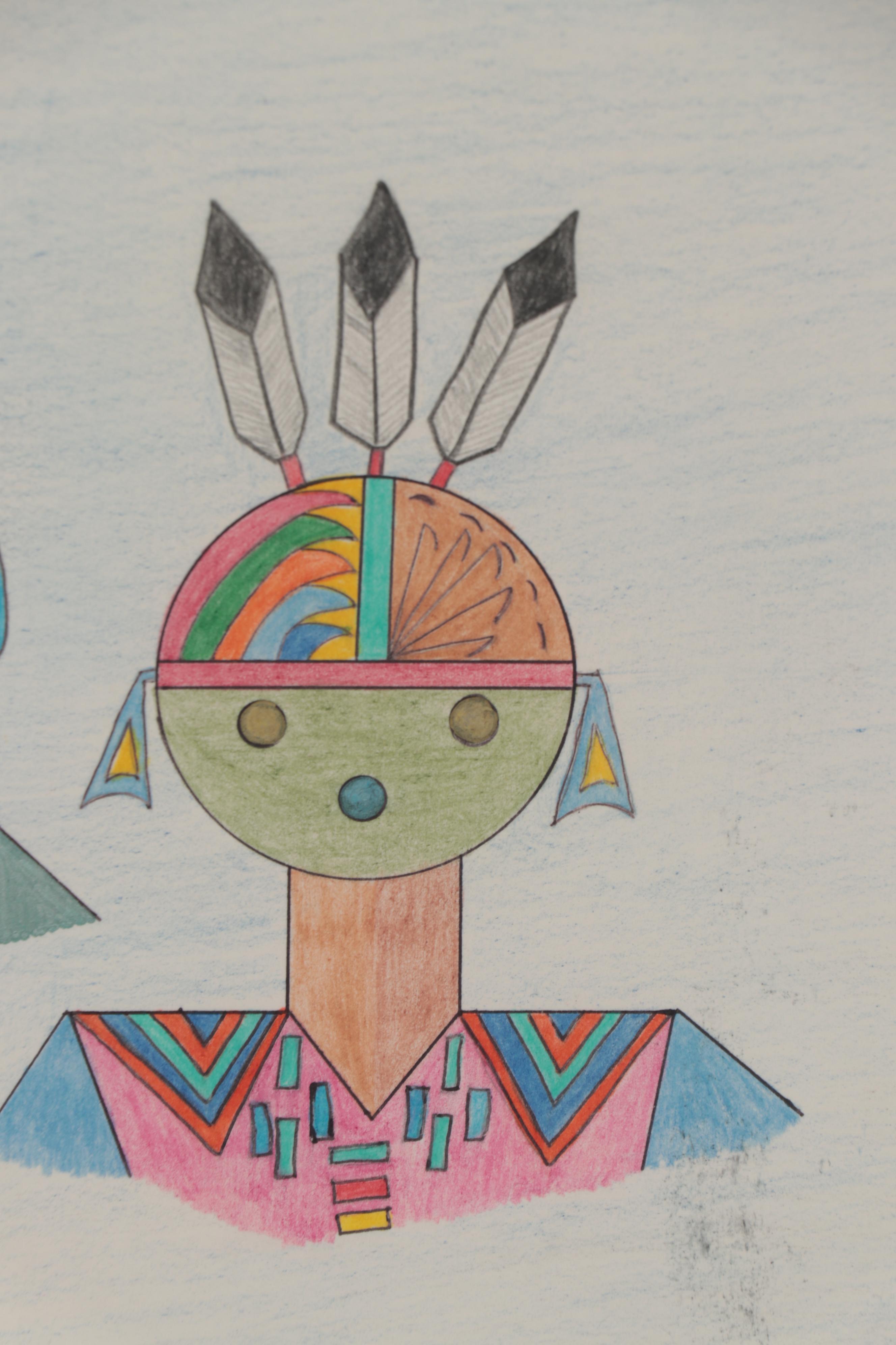 Virginia Begay Stylized Figural Drawing, 2011