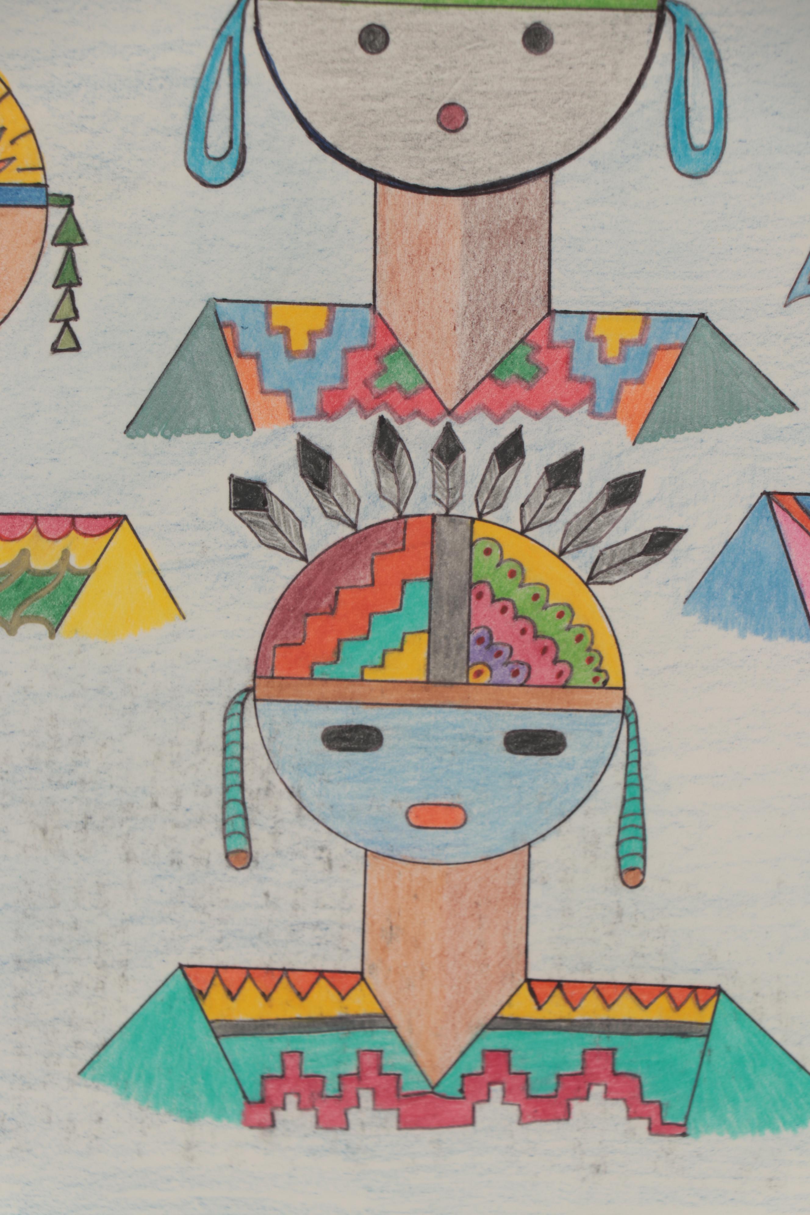 Virginia Begay Stylized Figural Drawing, 2011