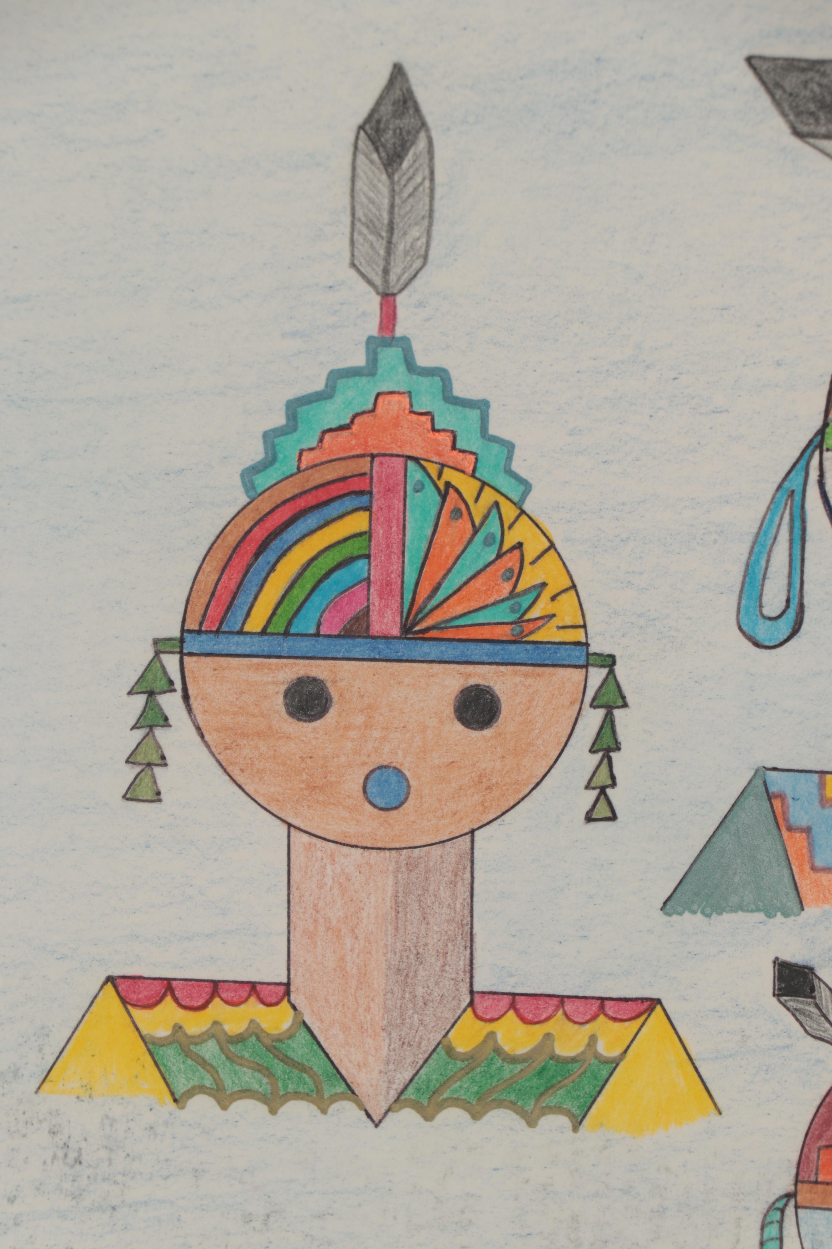 Virginia Begay Stylized Figural Drawing, 2011