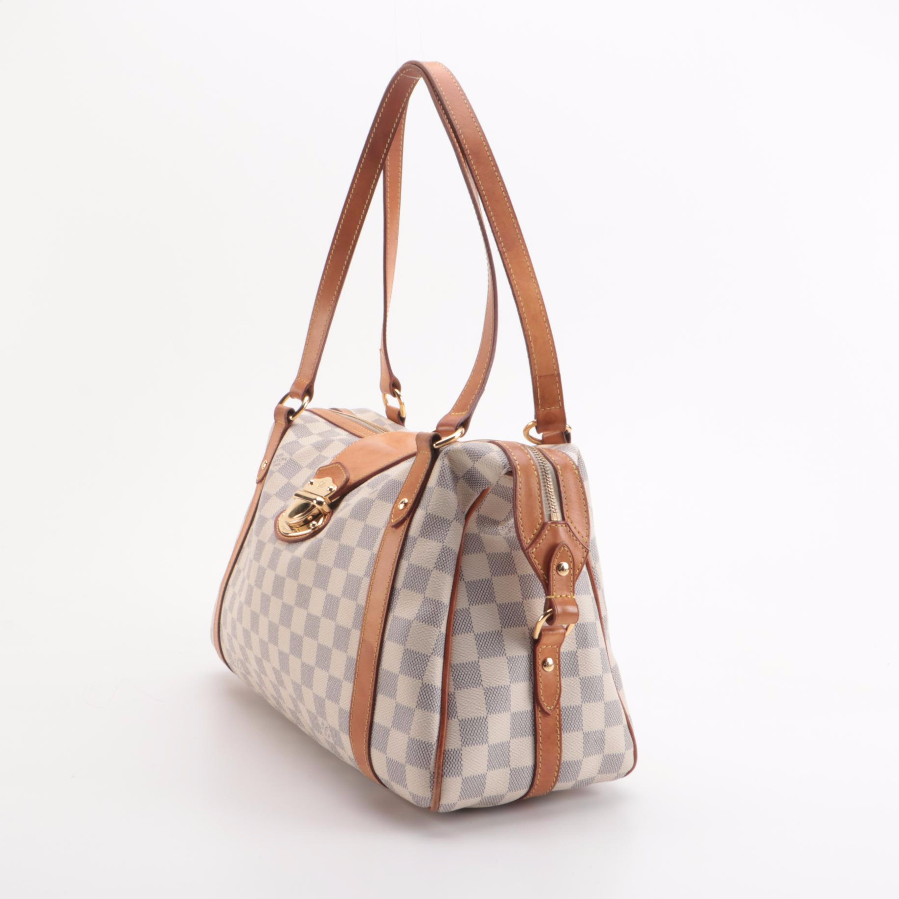 Louis Vuitton Stresa GM Bag in Damier Azur Canvas and Vachetta Leather