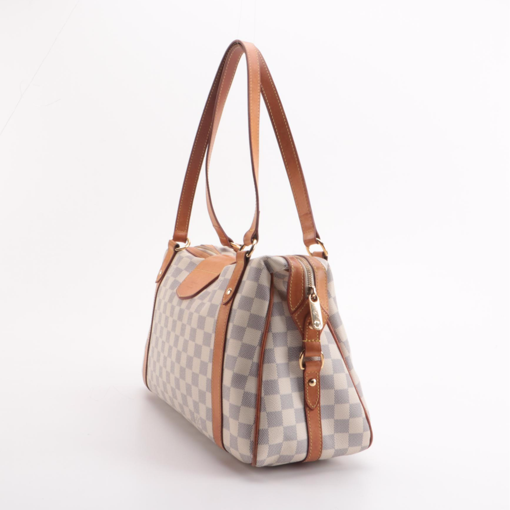 Louis Vuitton Stresa GM Bag in Damier Azur Canvas and Vachetta Leather