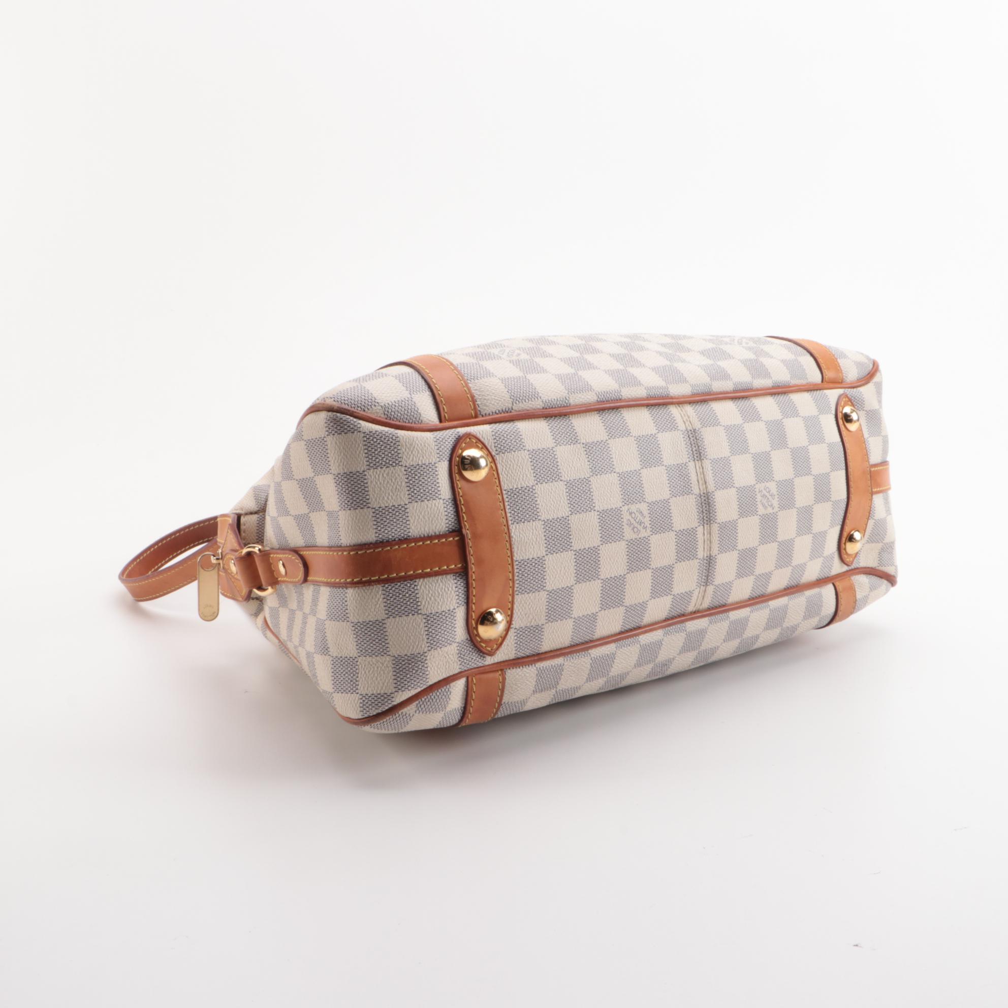 Louis Vuitton Stresa GM Bag in Damier Azur Canvas and Vachetta Leather