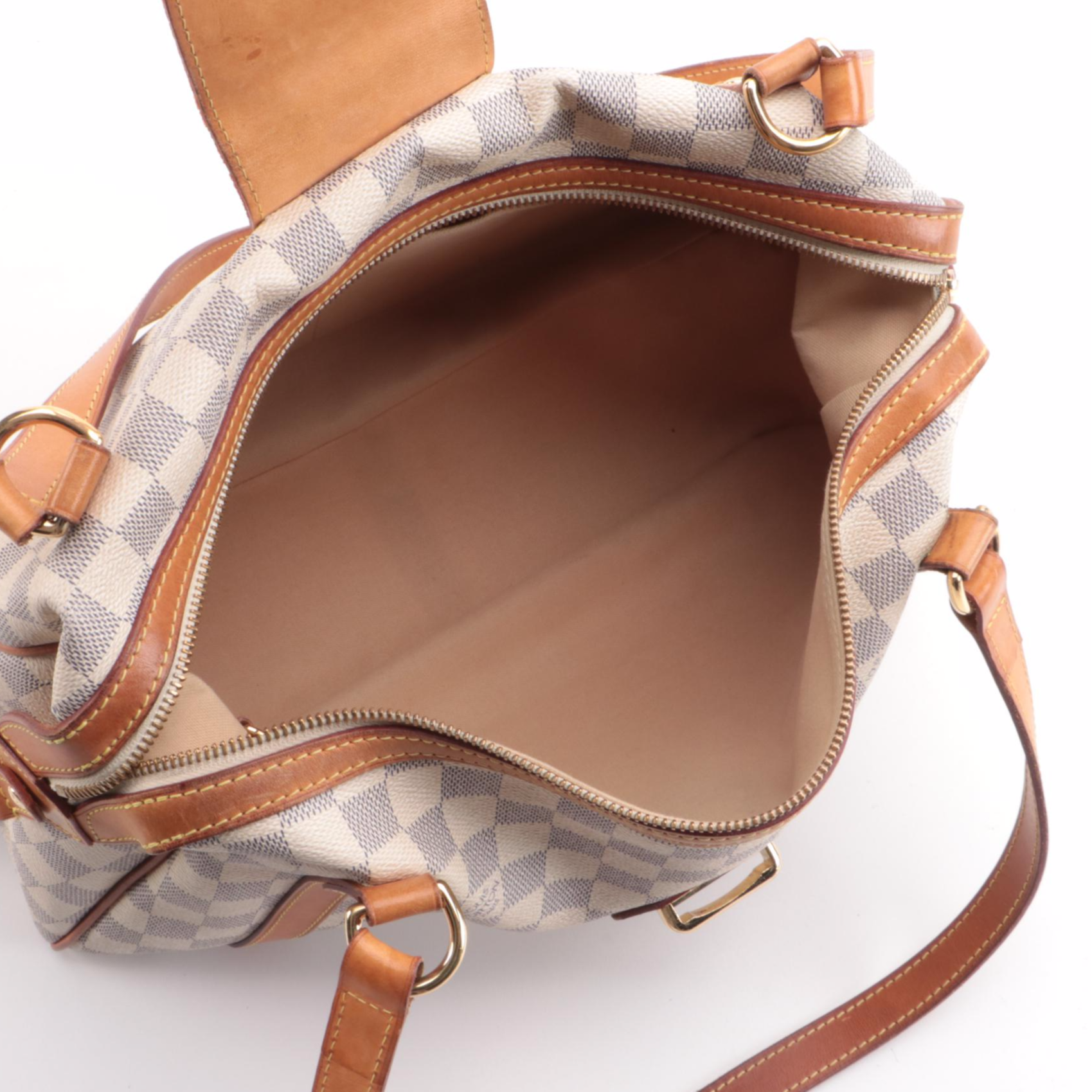 Louis Vuitton Stresa GM Bag in Damier Azur Canvas and Vachetta Leather