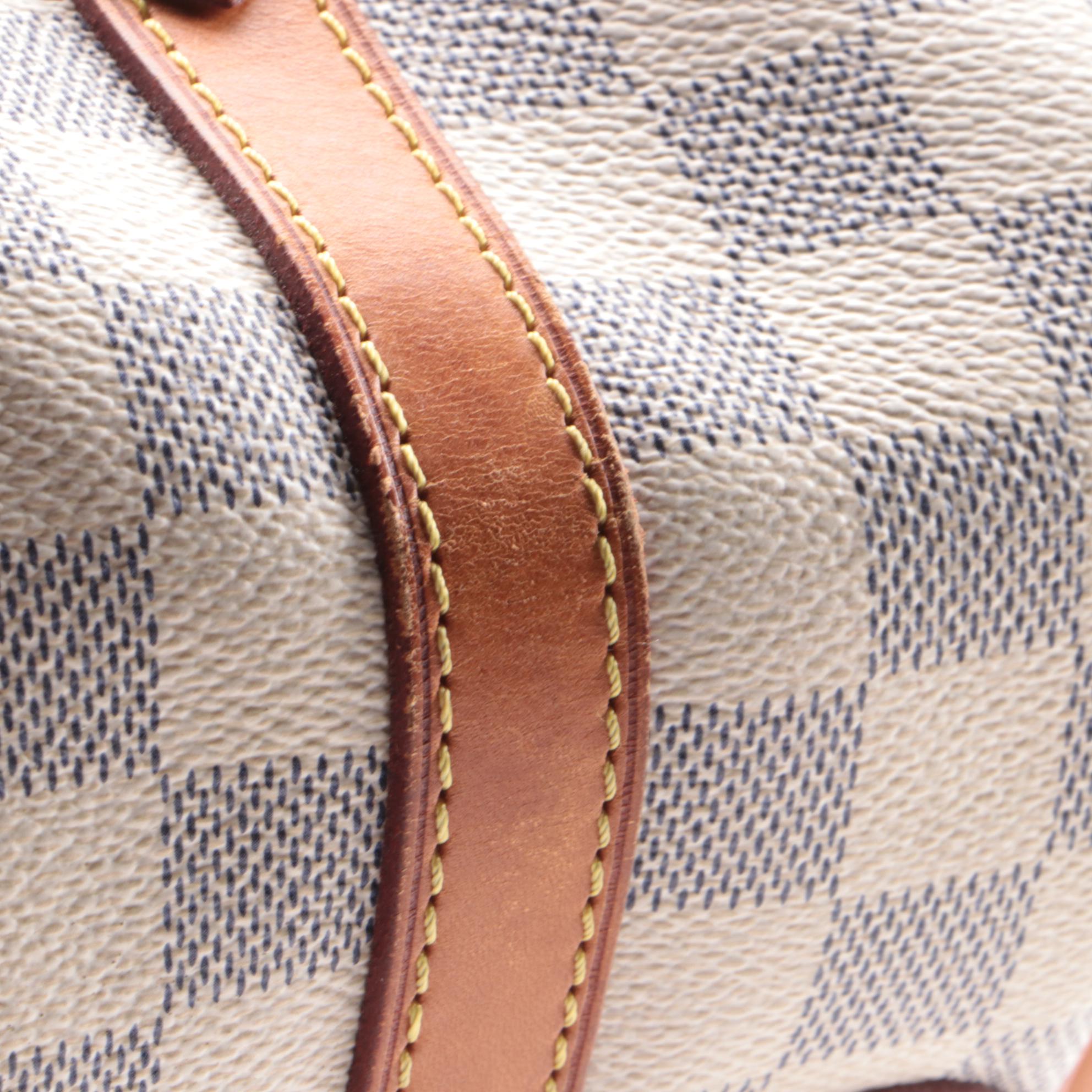 Louis Vuitton Stresa GM Bag in Damier Azur Canvas and Vachetta Leather