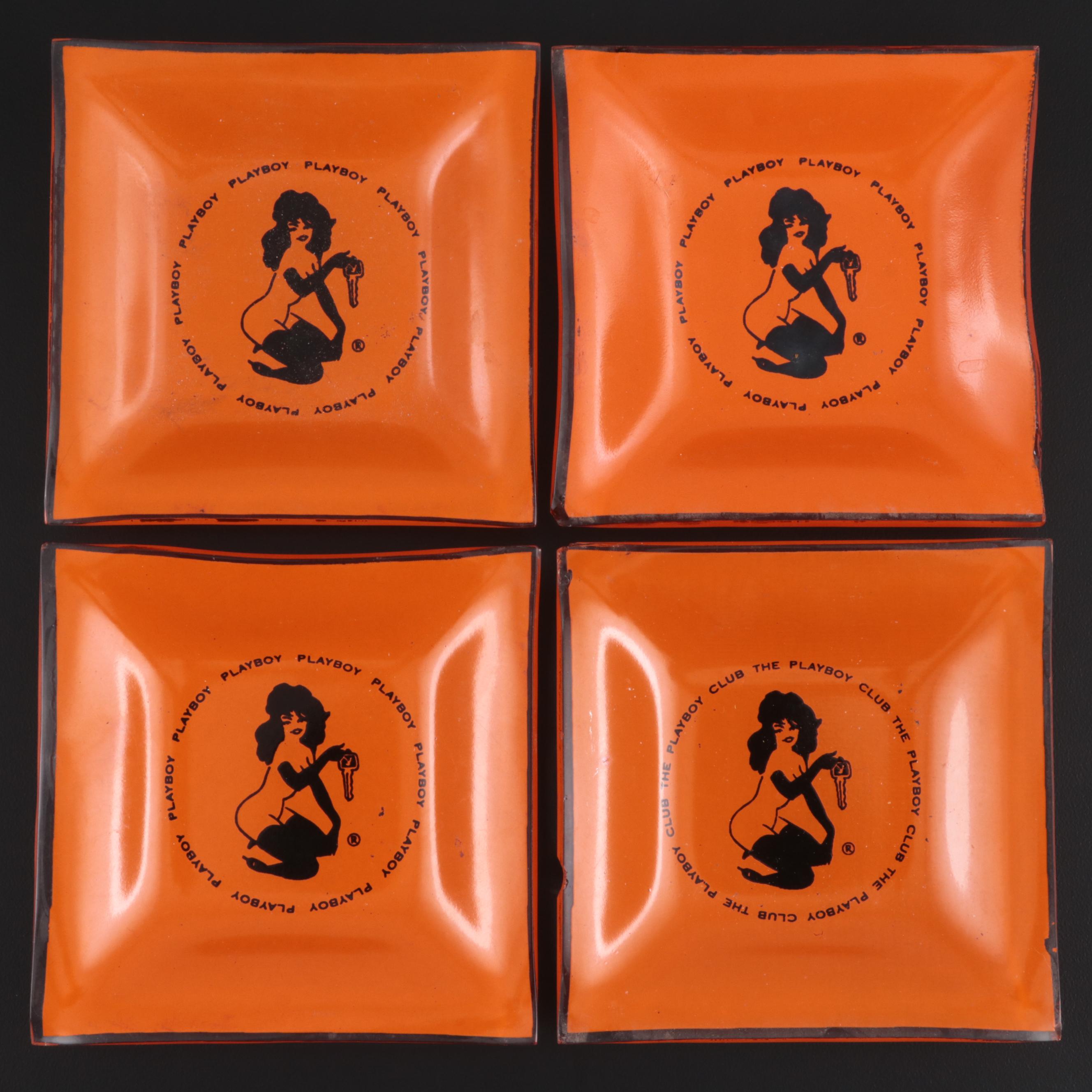 Playboy Club Glass Ash Trays and Playboy Bunny Logo Whiskey Glass