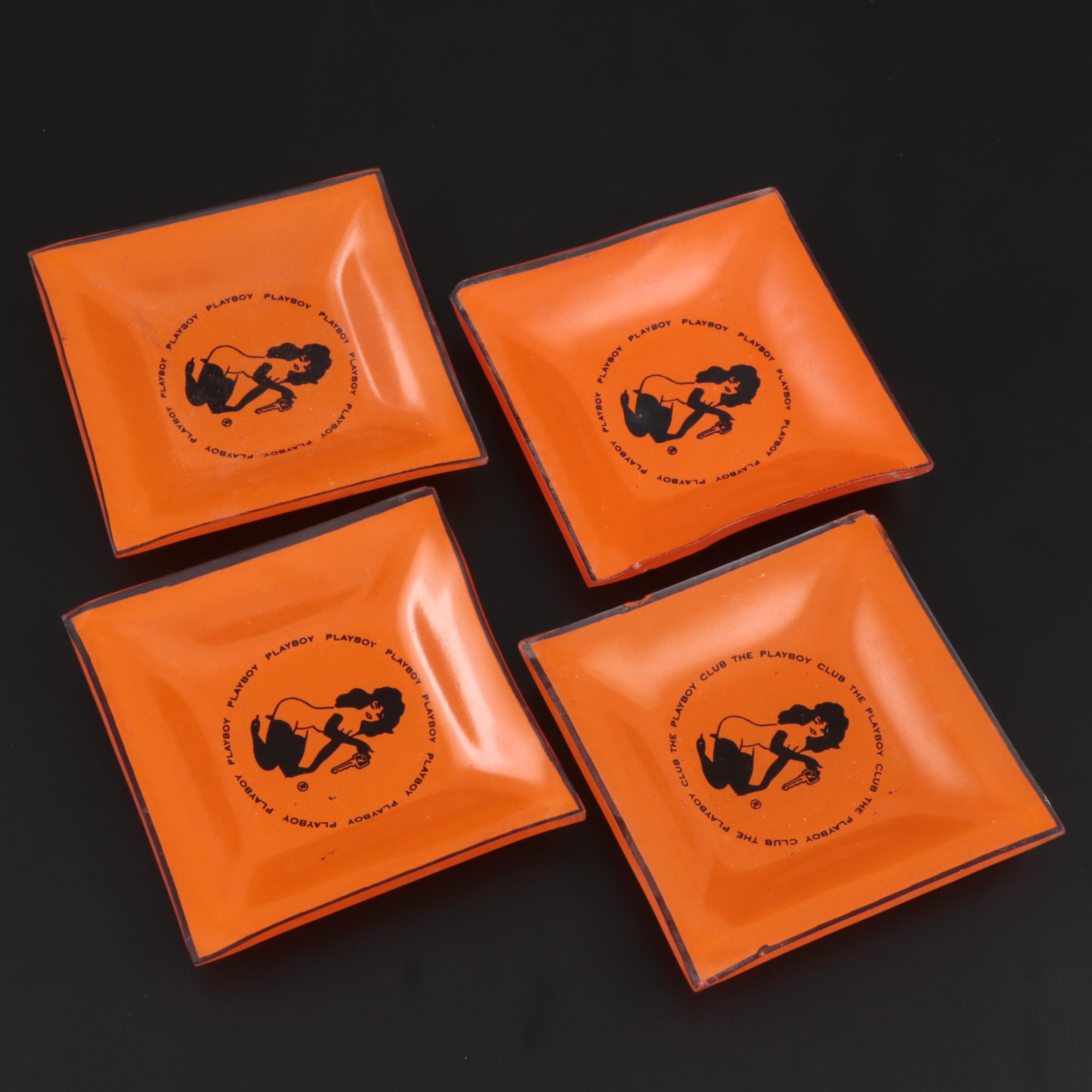 Playboy Club Glass Ash Trays and Playboy Bunny Logo Whiskey Glass