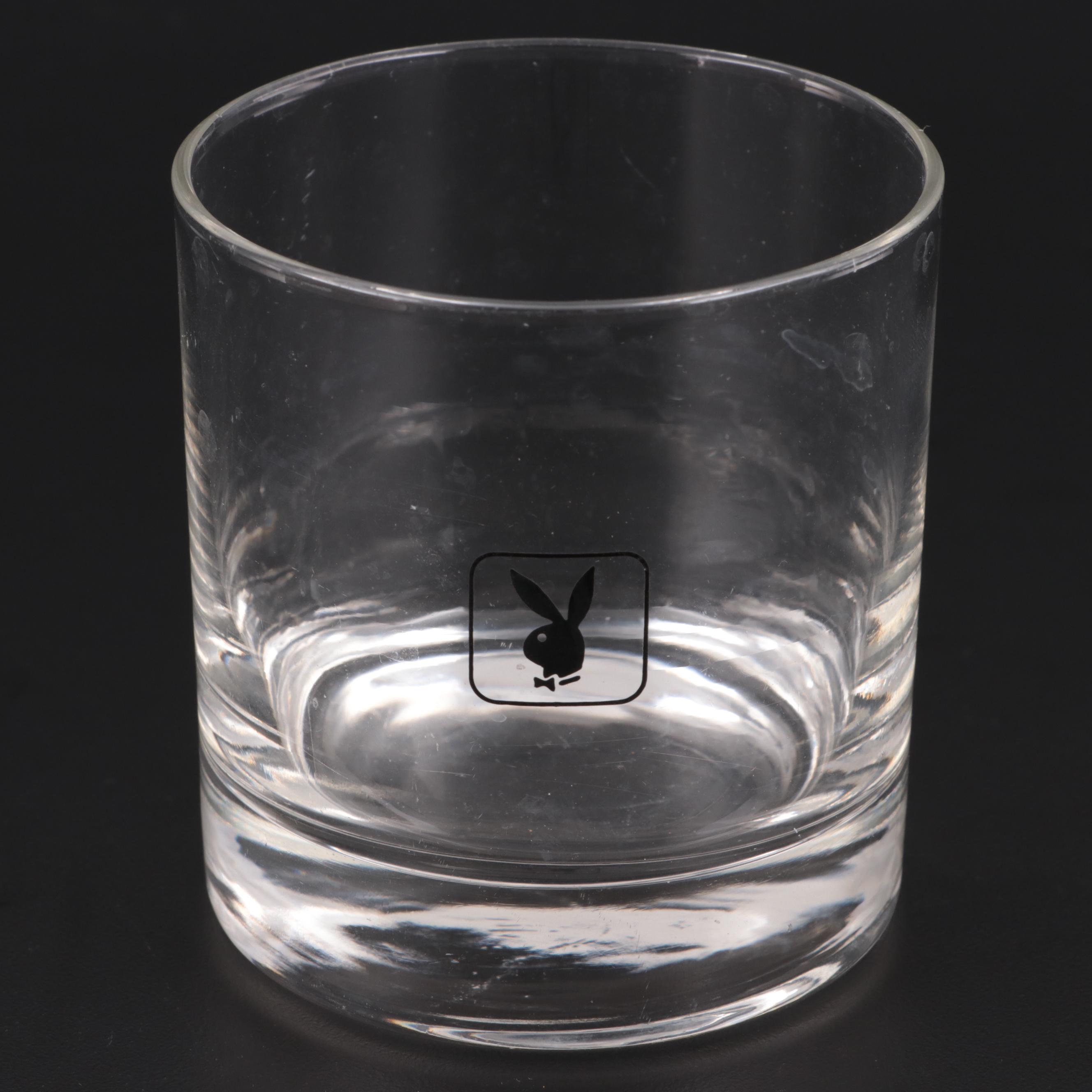 Playboy Club Glass Ash Trays and Playboy Bunny Logo Whiskey Glass