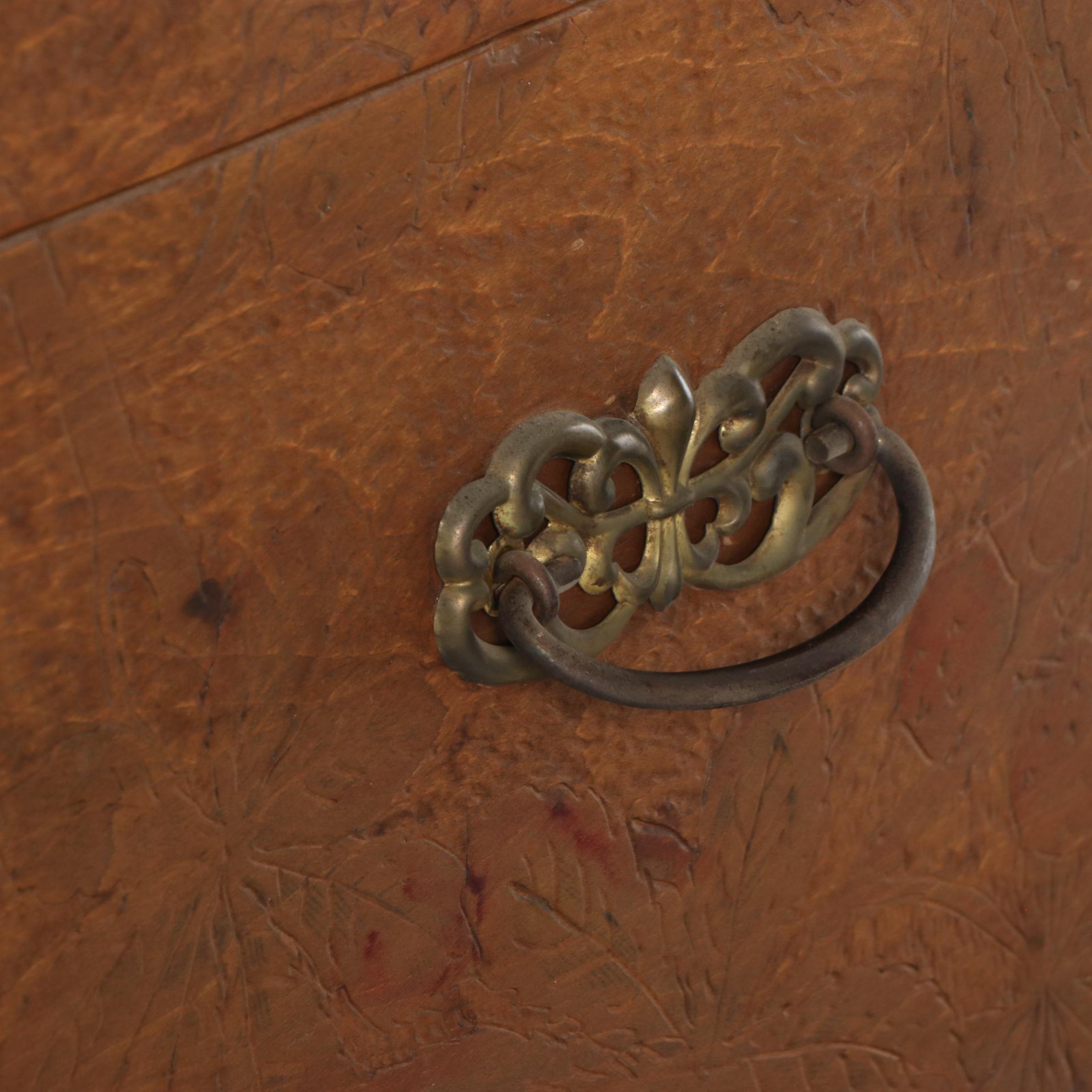 Pyrography-Decorated Wooden Chest, Early 20th Century