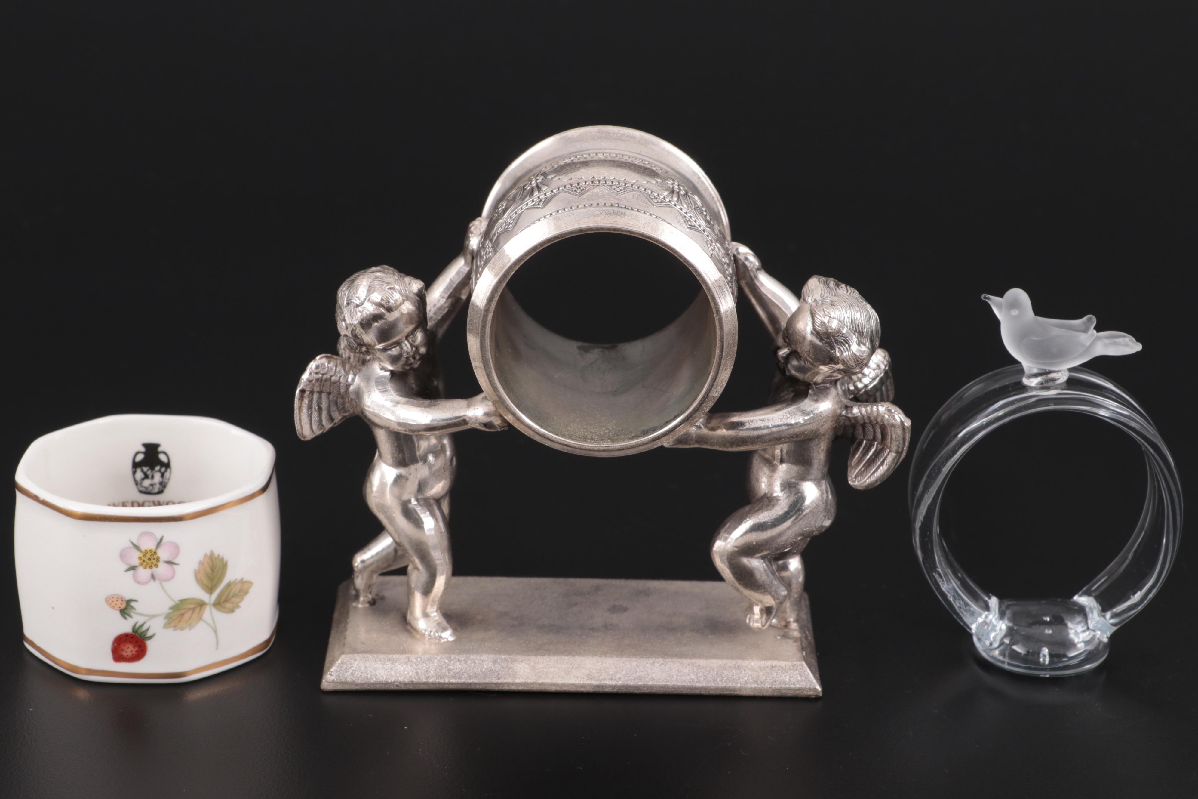 Wedgwood "Wild Strawberry" Bone China Napkin Ring with Other Napkin Rings