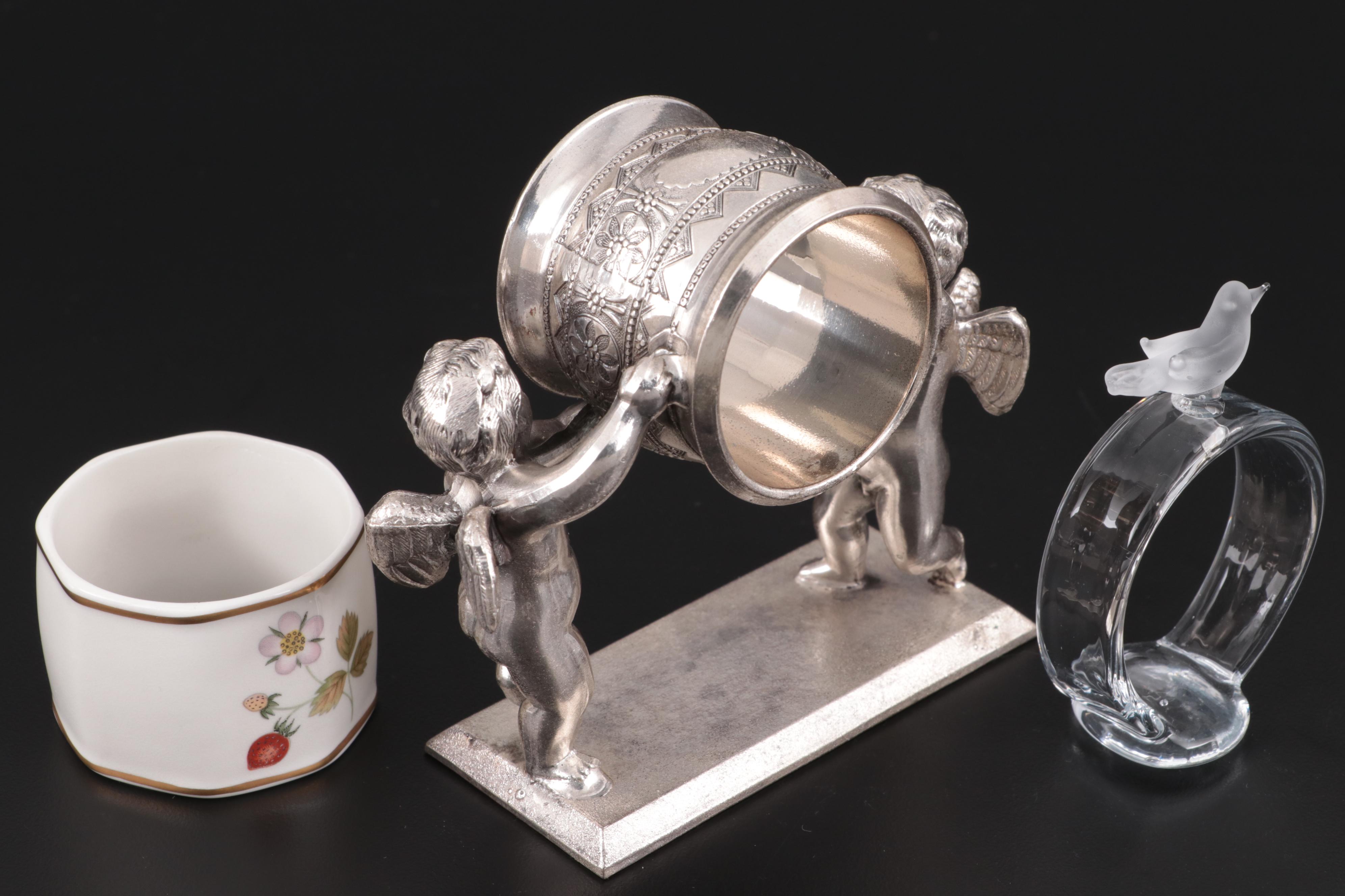 Wedgwood "Wild Strawberry" Bone China Napkin Ring with Other Napkin Rings