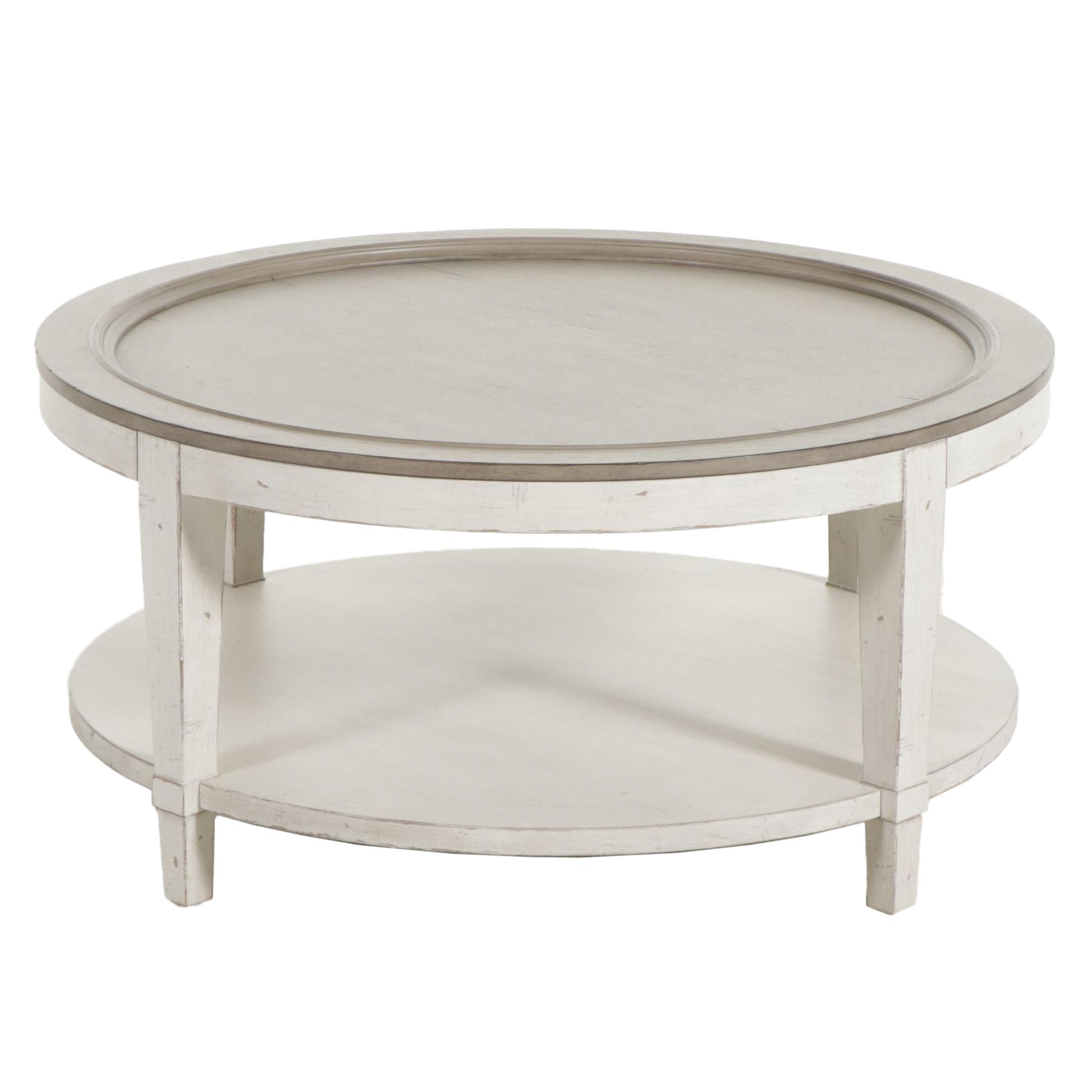 Bassett "Bella" Parcel Painted Wood Two-Tier Round Cocktail Table
