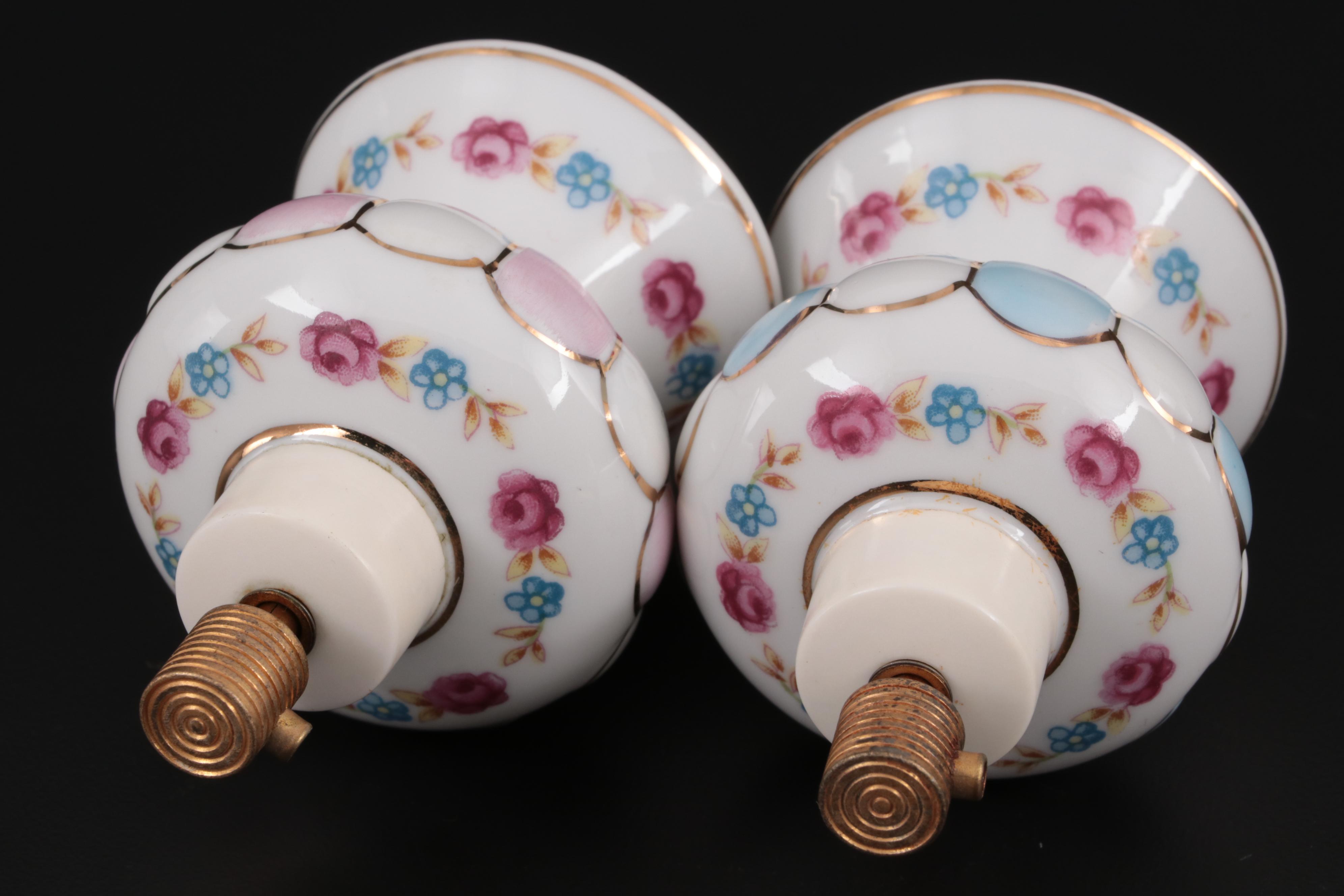 Py-Ra-Lin Ivory Vanity Mirror with Glass and Ceramic Perfume Bottles and Box