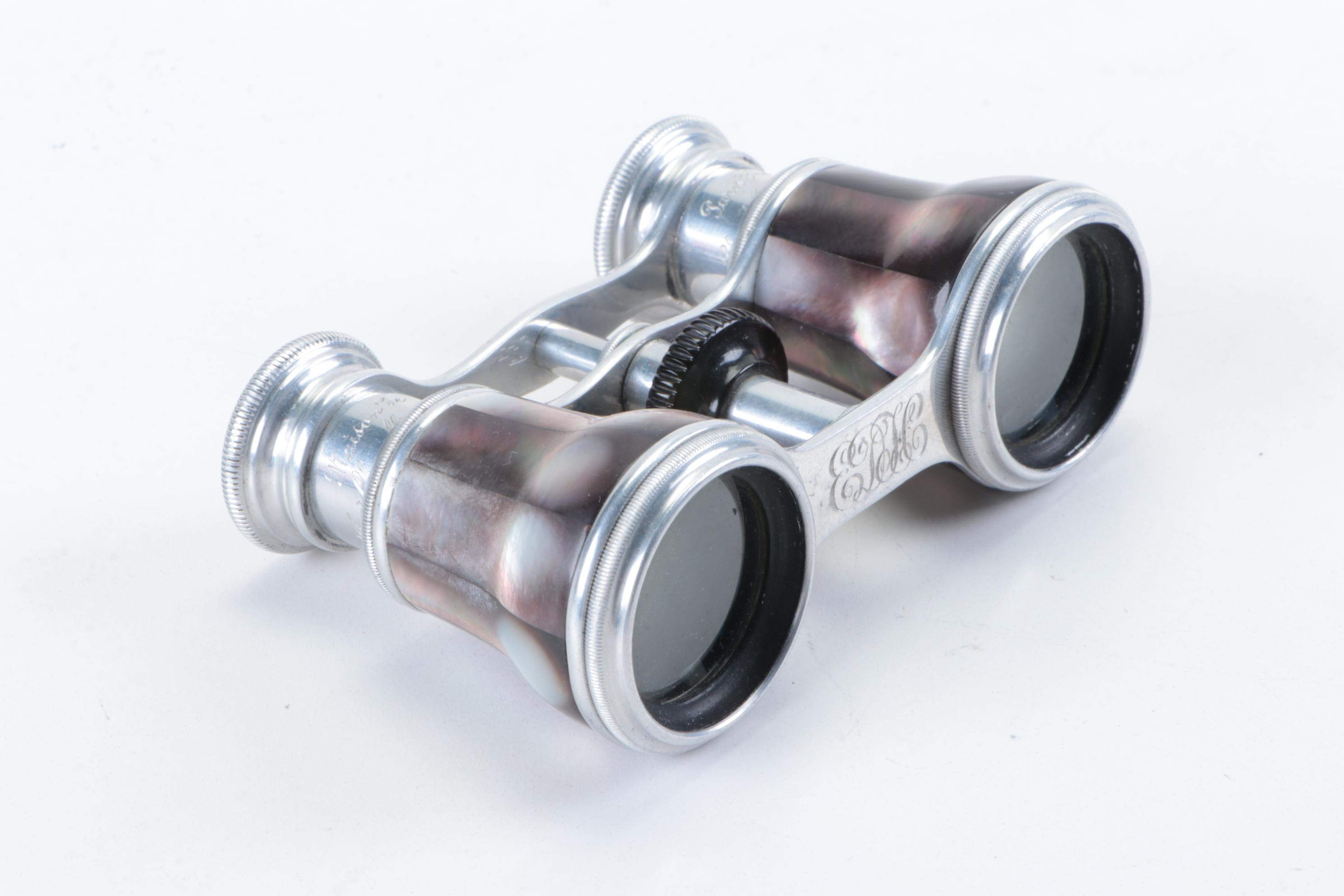 Chevallier for Tiffany & Co. Black Mother-of-Pearl Opera Glasses, Late 19th C