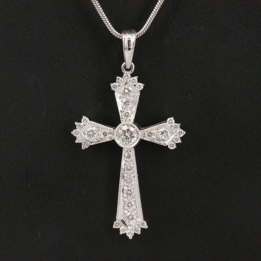 Platinum Diamond Patonce Cross Necklace